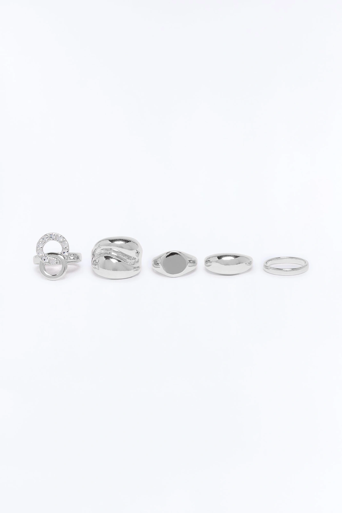 Mixing It Up 5 Piece Ring Set - Silver — Prateado
