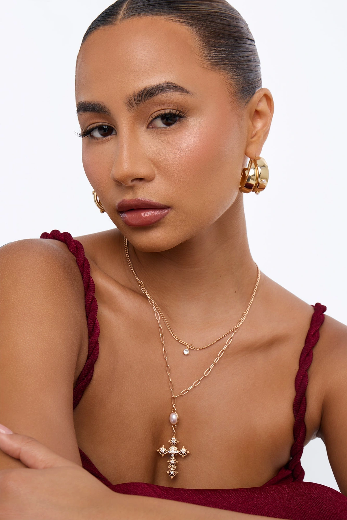 Ivy Pearl Layered Necklace - Gold — Dourado