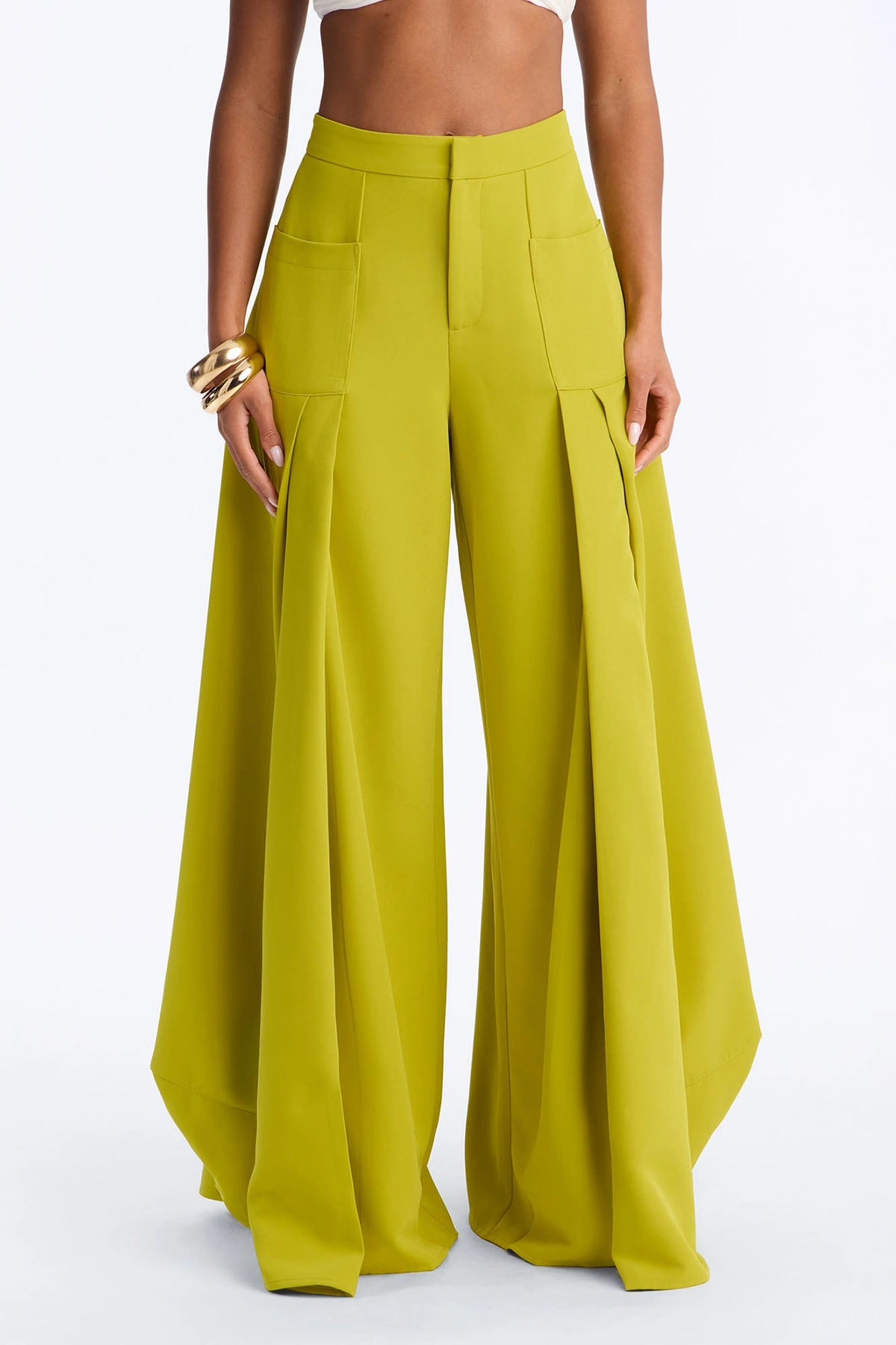 Stand Out Super Wide Pleated Trouser - Chartreuse — Chartreuse