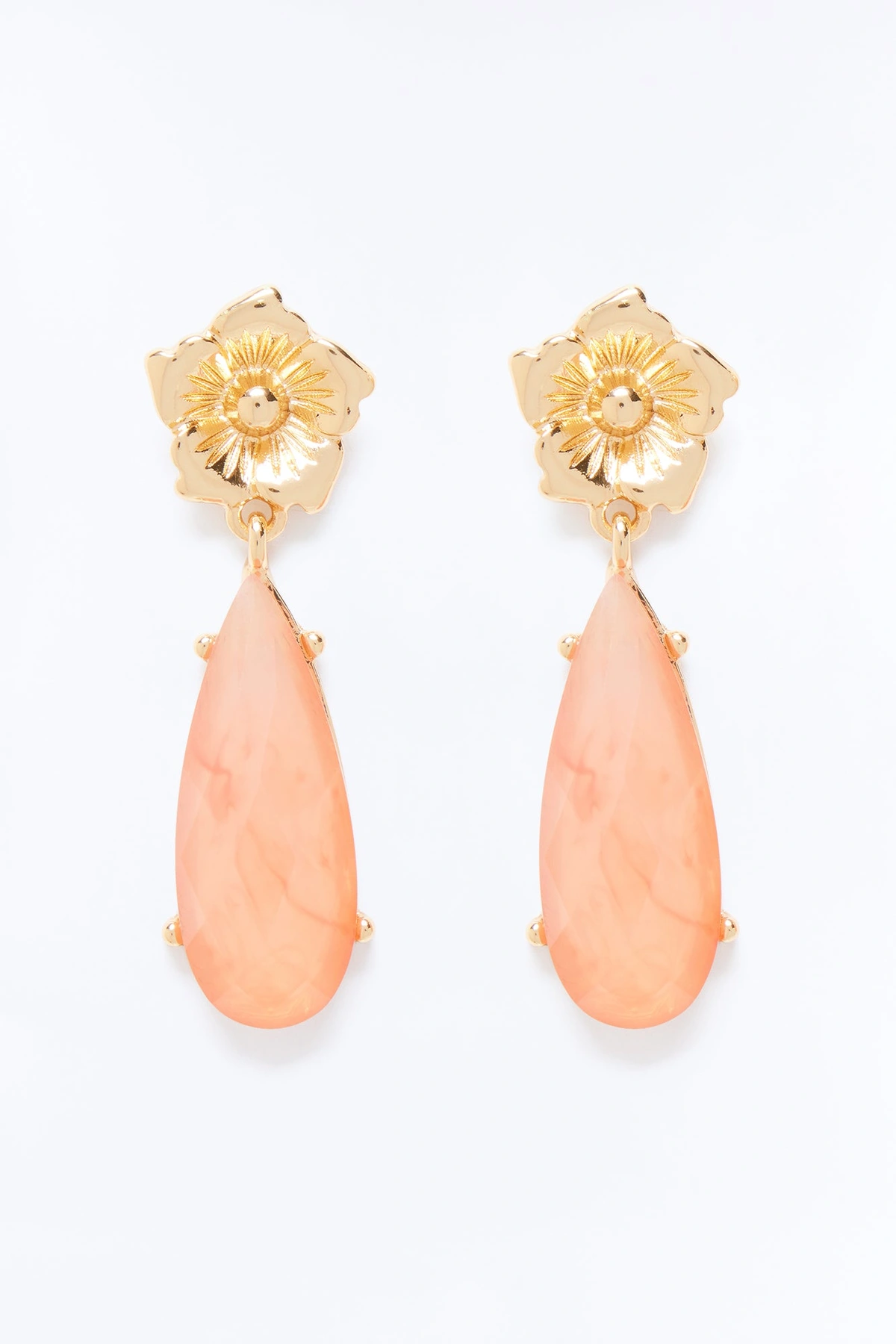 Sweetest Feeling Floral Earrings - Gold/Pink — Dourado/Rosa