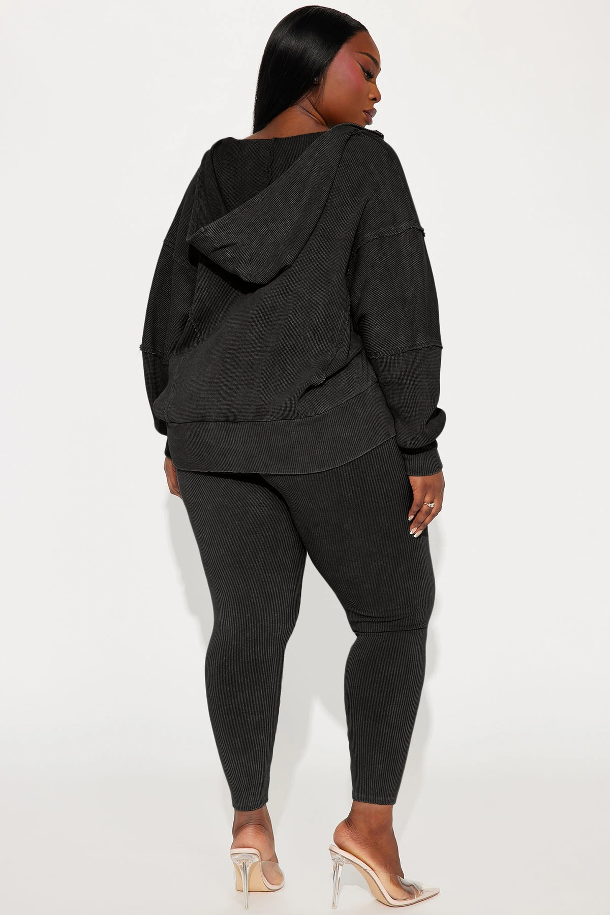 Gigi Washed Legging Set - Black — Preto