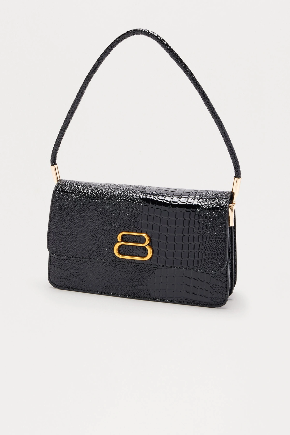 Croc Chic Handbag - Black — Preto