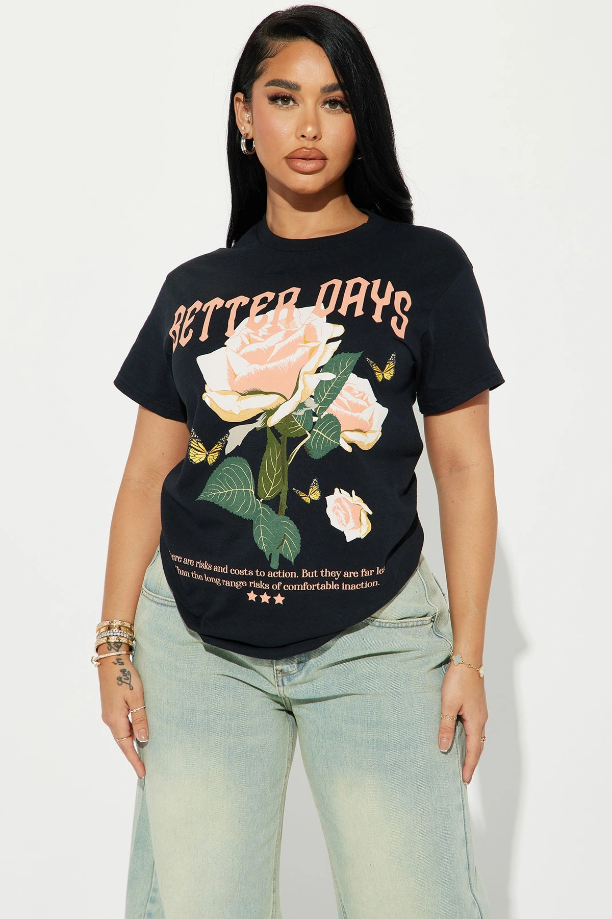 Better Days Rose Tshirt - Black — Preto