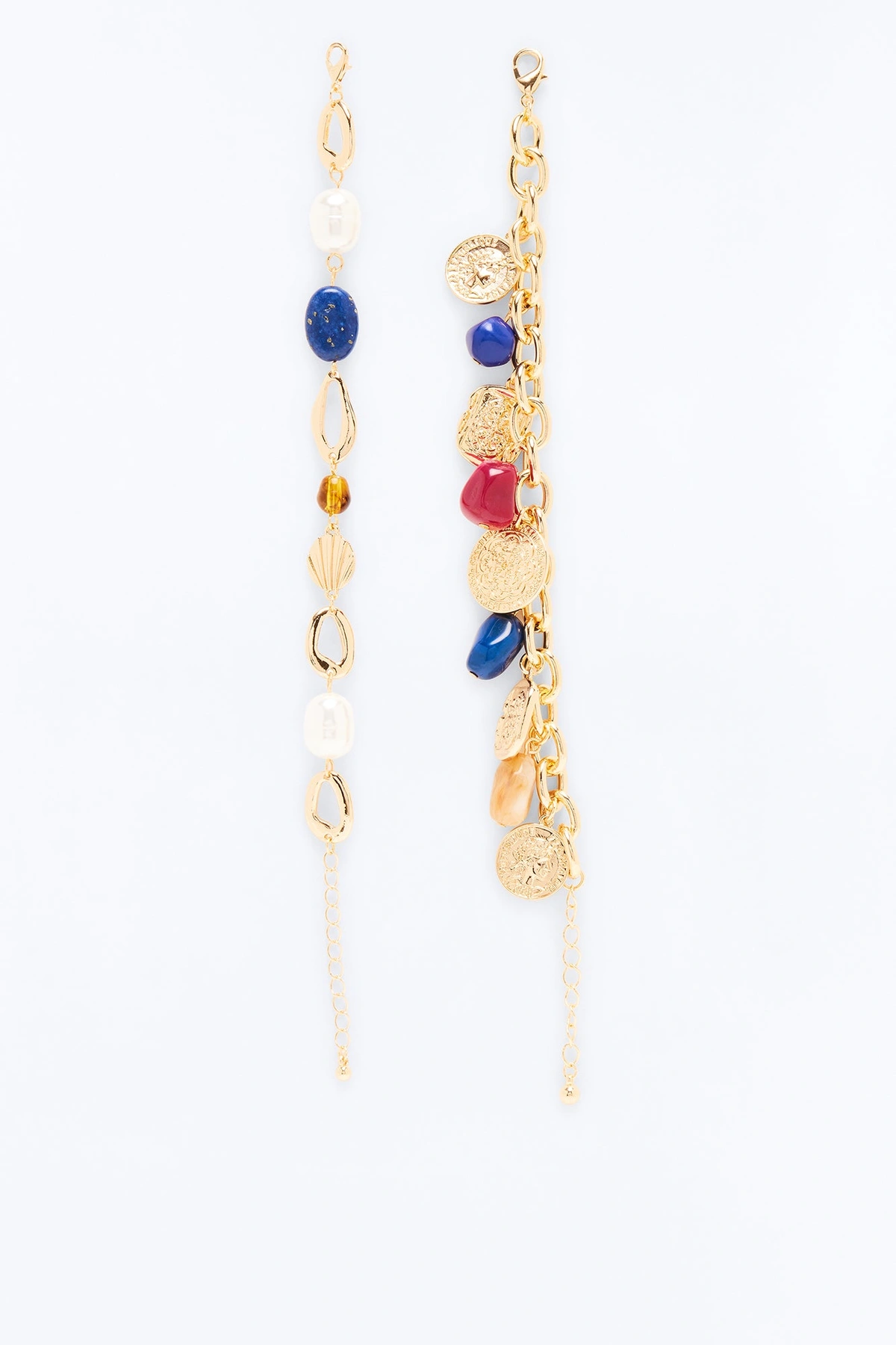 Your Sweetheart Charm 2 Piece Bracelet Set - Gold/Multi — Dourado/Multicolor