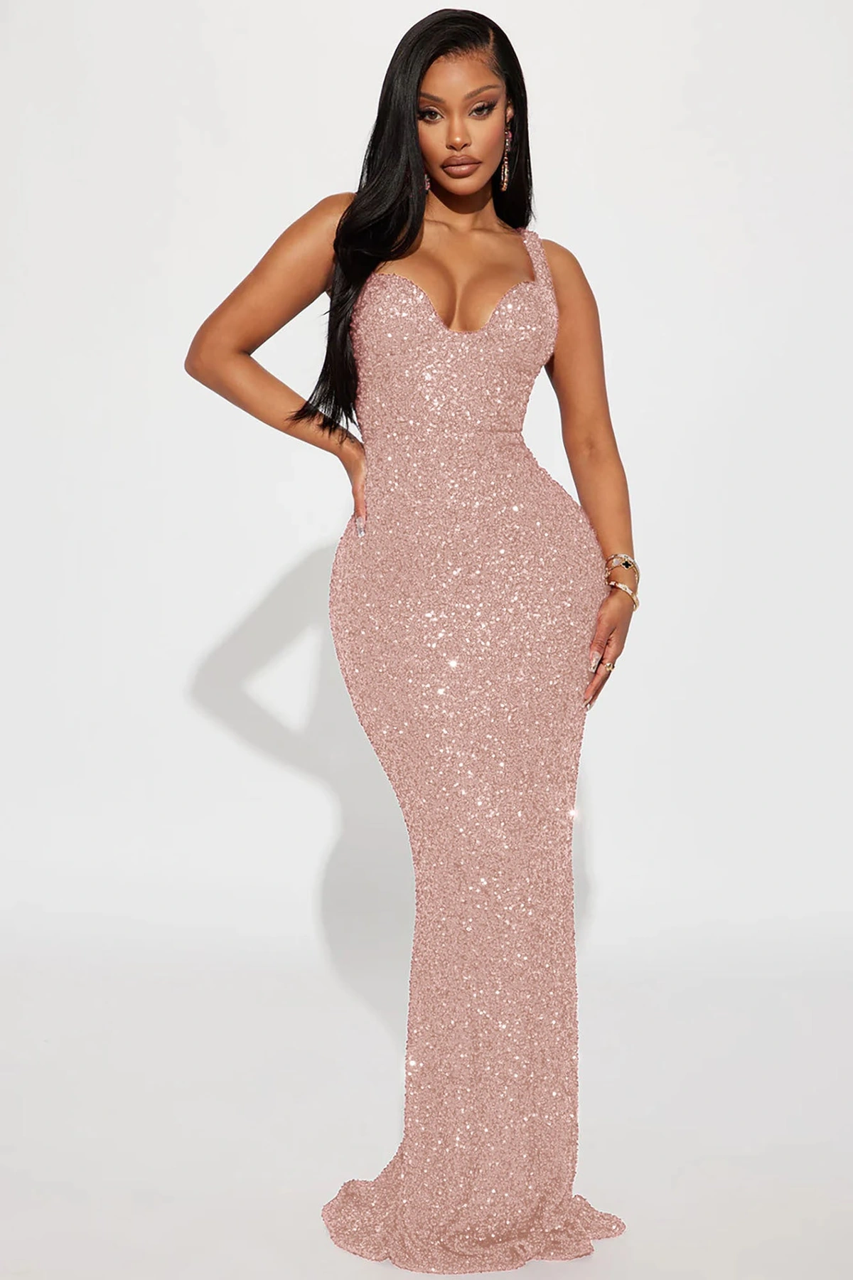 Alora Sequin Maxi Dress - Rose — Rose