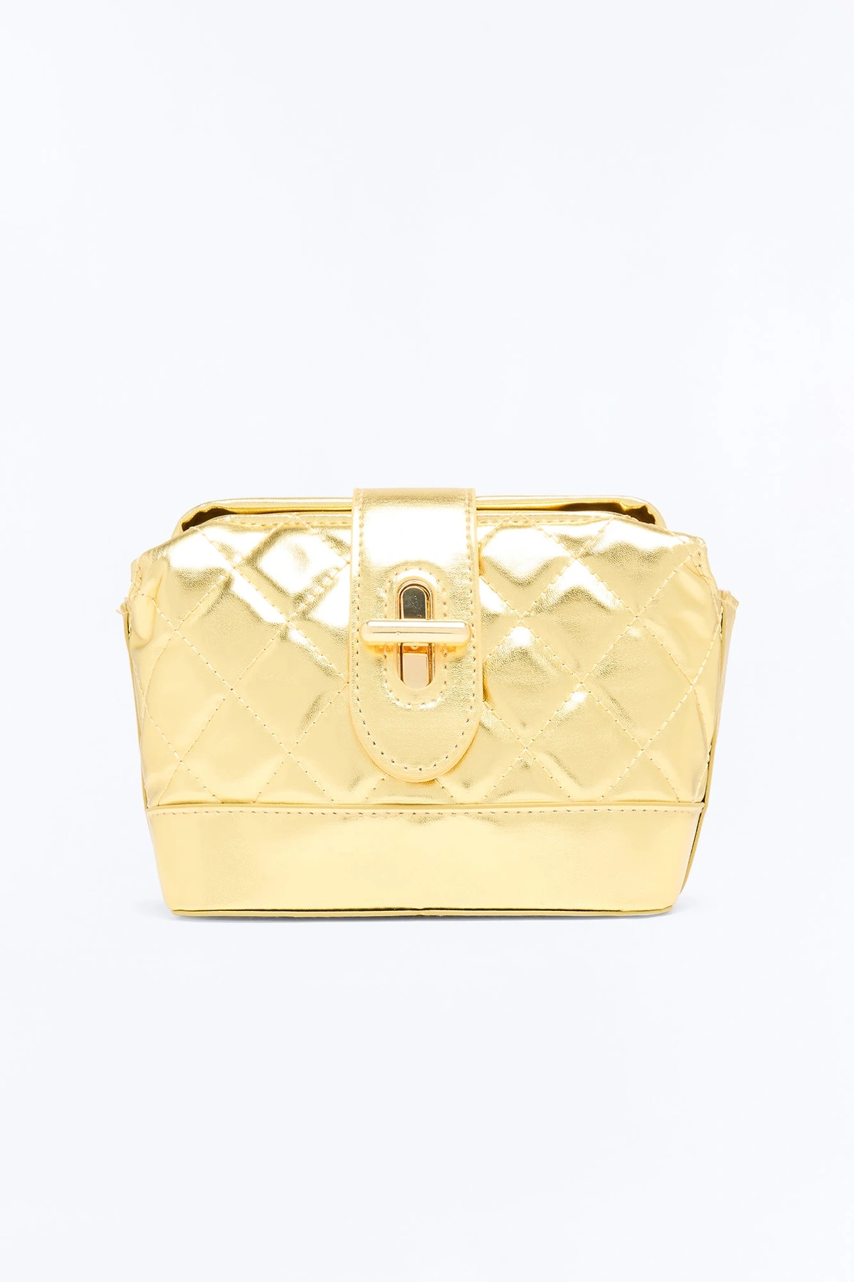 Out And About Faux Leather Quilted Crossbody Handbag - Gold — Dourado