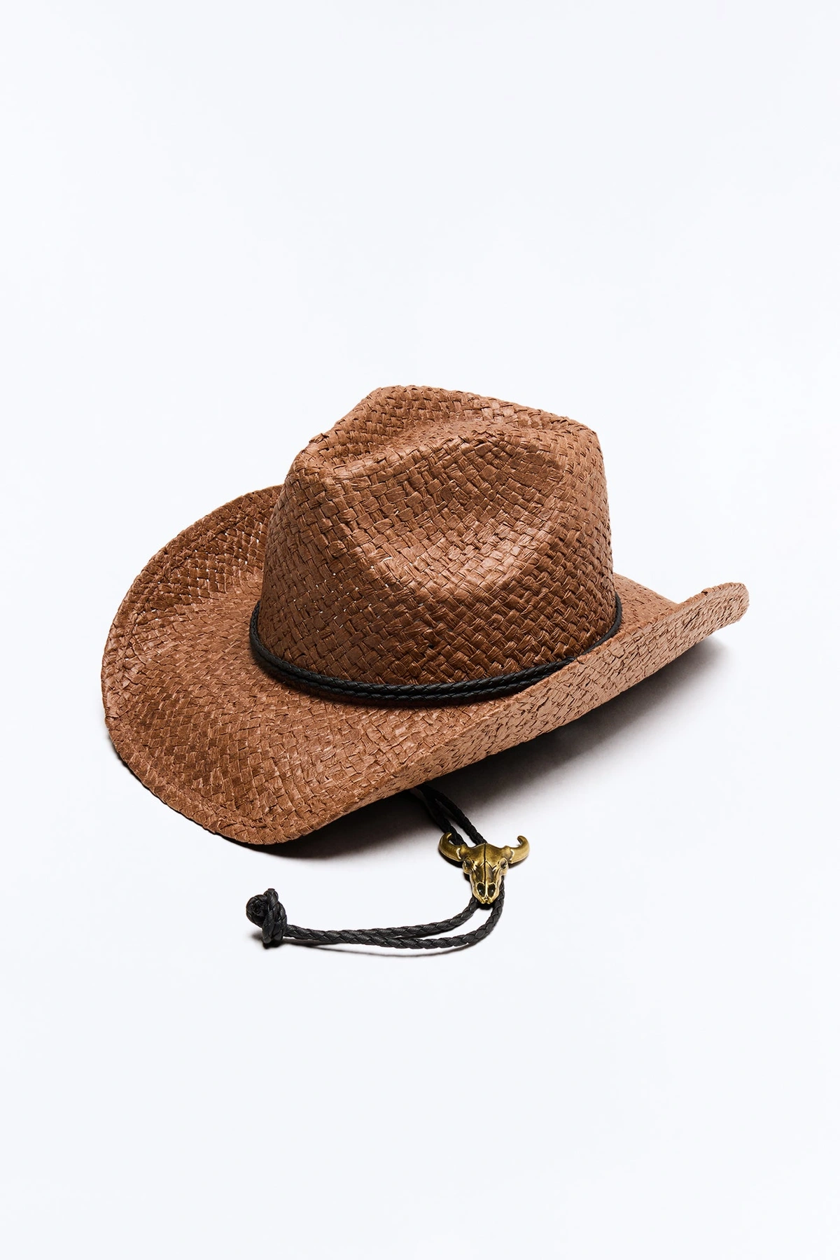 No Bull Bolo Tie Straw Cowboy Hat - Brown — Castanho