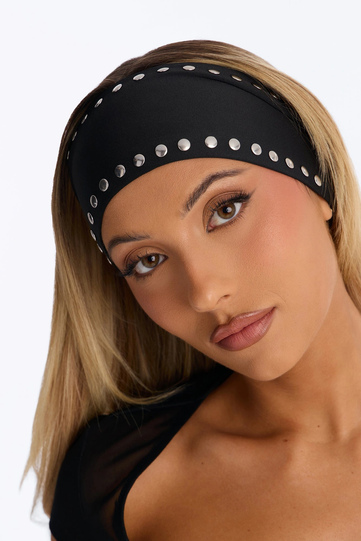 City Lights Studded Headband - Black — Preto