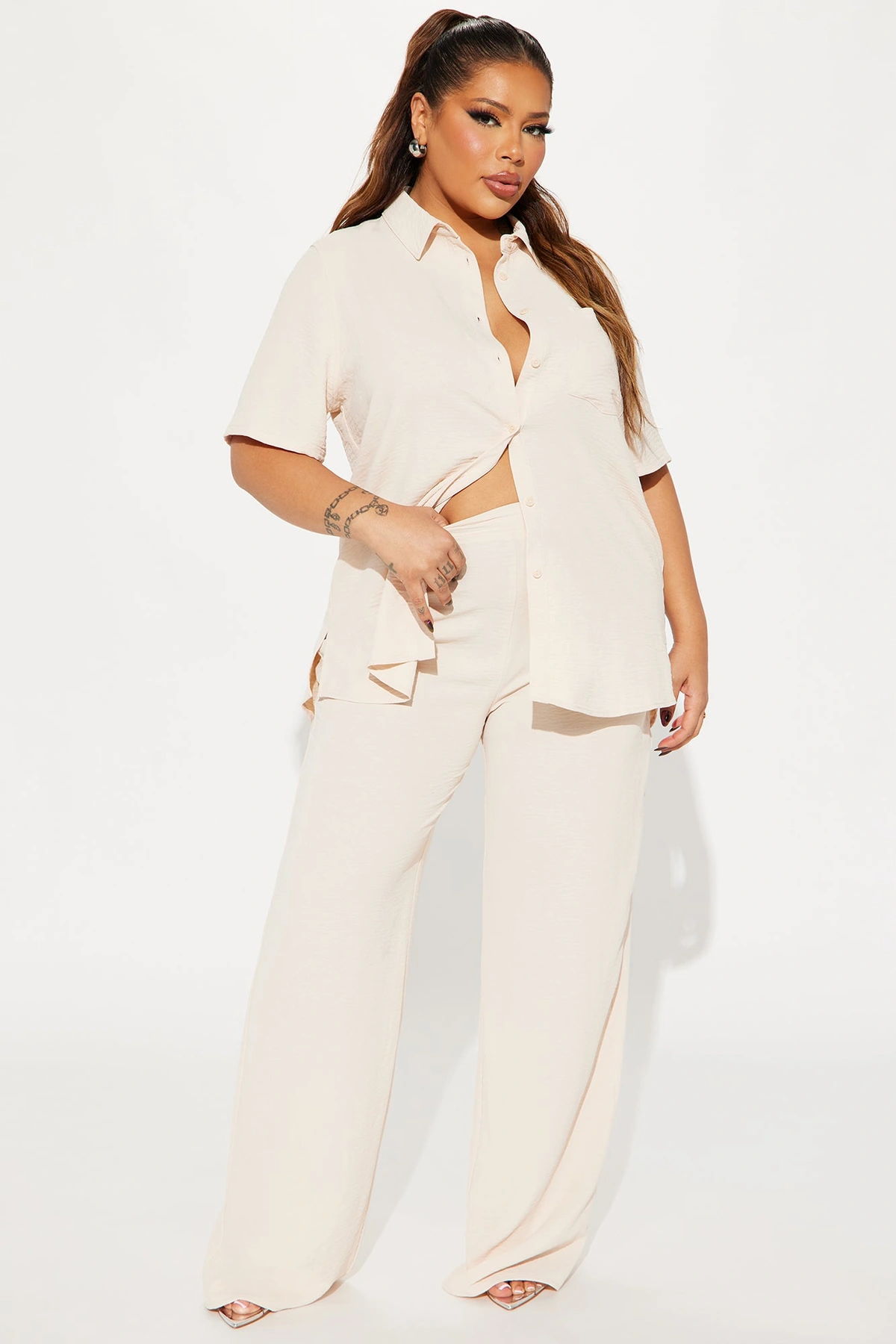 Makenzie Short Sleeve Pant Set - Oatmeal — Aveia