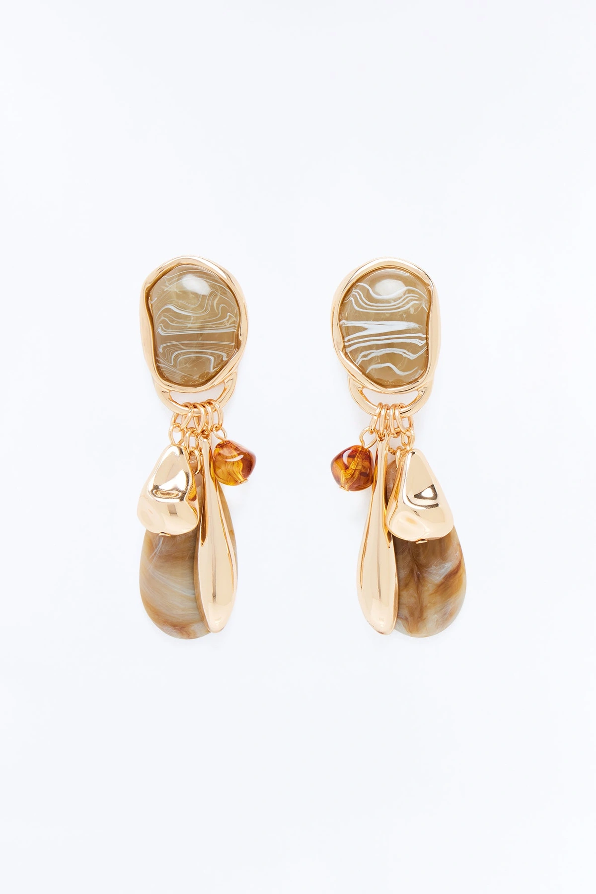 Seaside Spritz Jeweled Earrings - Gold/Brown — Dourado/Castanho
