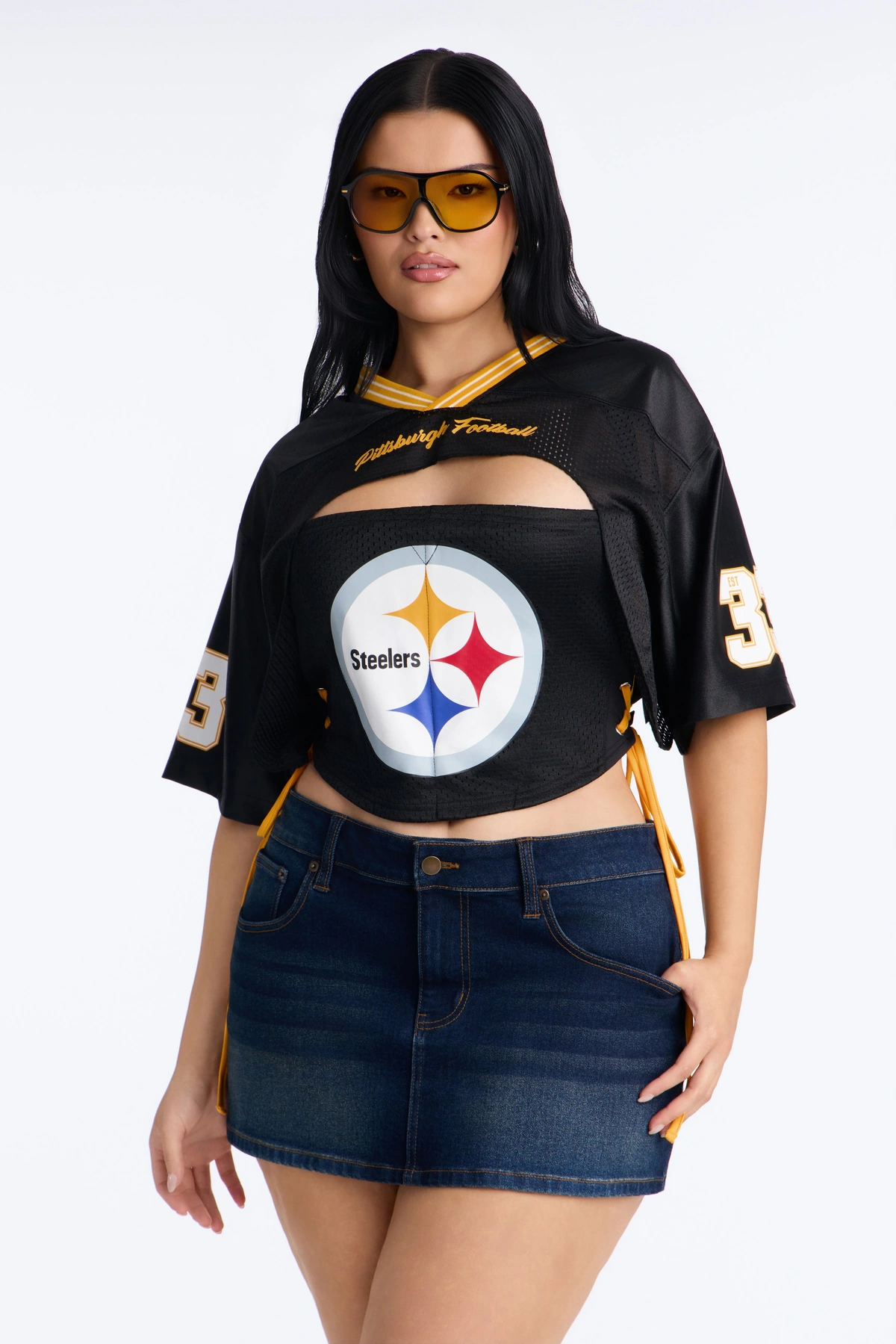 NFL Pittsburg Steelers Corset Top - Black/combo — Preto/combinação