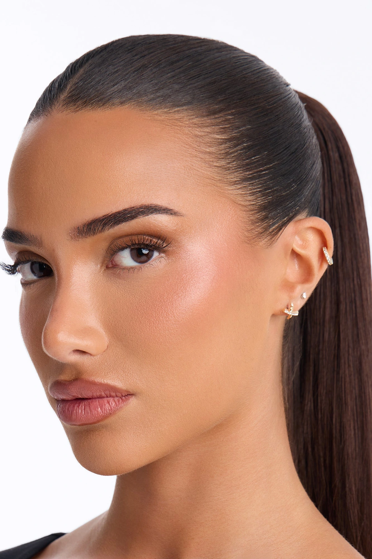 Rhinestone Glitz 5 Pair Multi Earring Set - Gold — Dourado