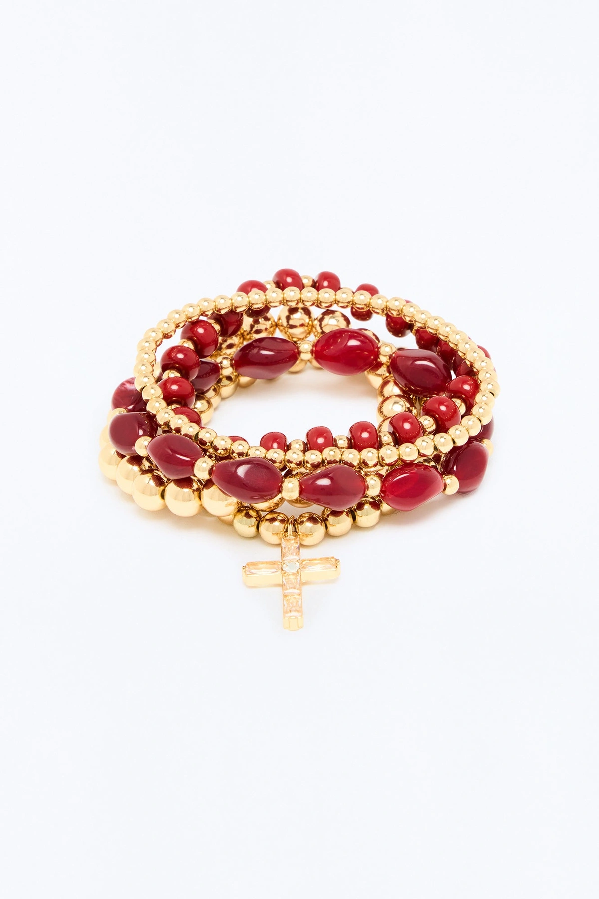 Closer To Heaven 4 Piece Bracelet Set - Burgundy/combo — Bordô/combinação