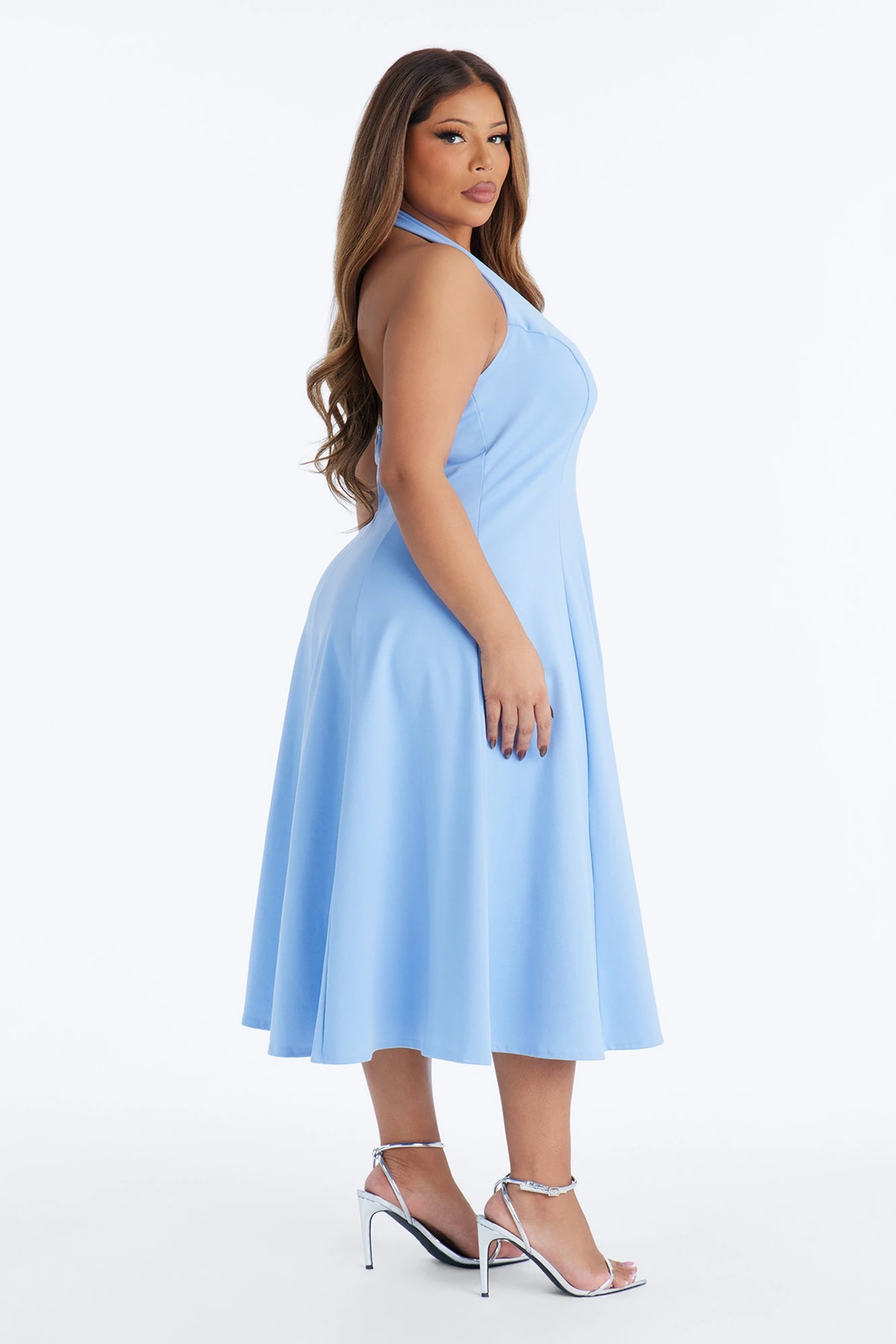 Mabel Ponte Midi Dress - Blue — Azul