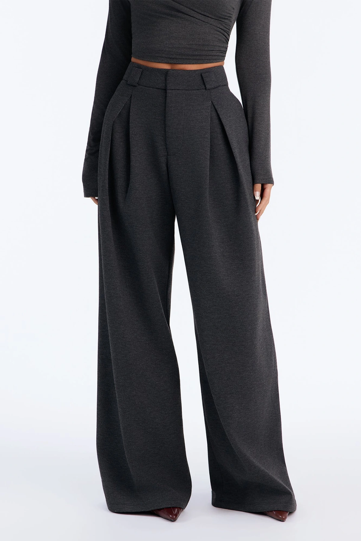 Effortless As Always Wide Leg Pant Set - Charcoal — Cinzento-escuro