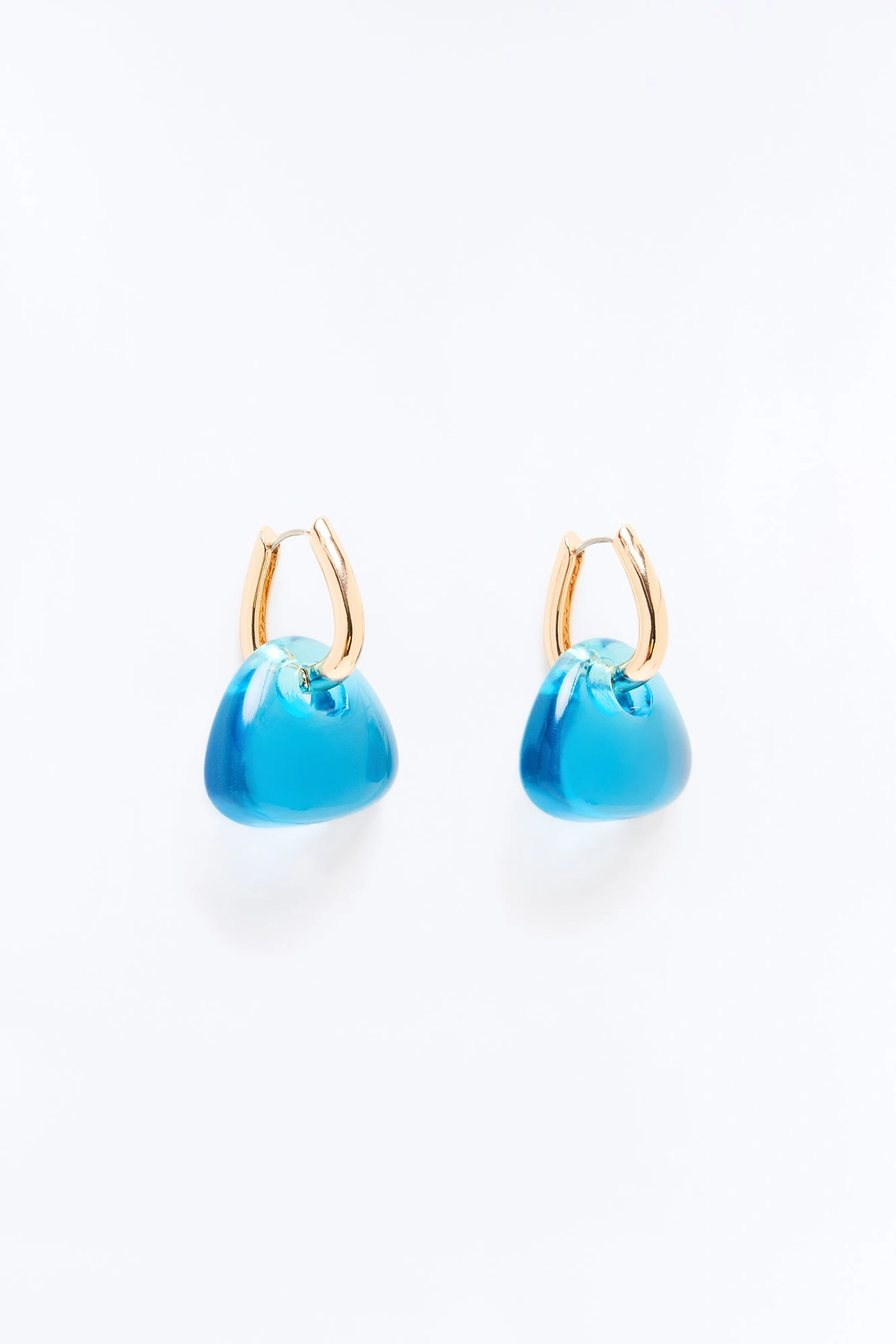 Fresh Waters Jeweled Drop Earrings - Gold/Blue — Dourado/Azul