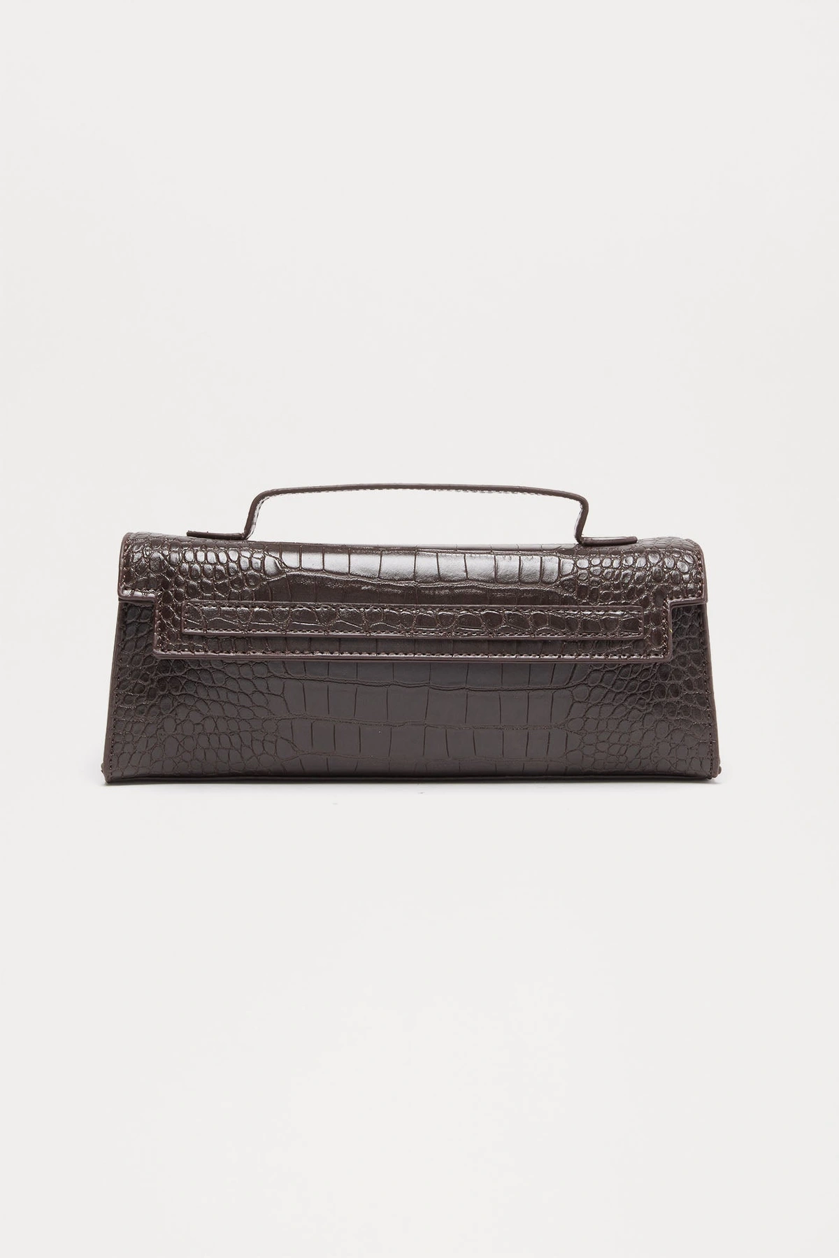 Predator Instinct Embossed Croc Faux Leather Clutch - Brown — Castanho