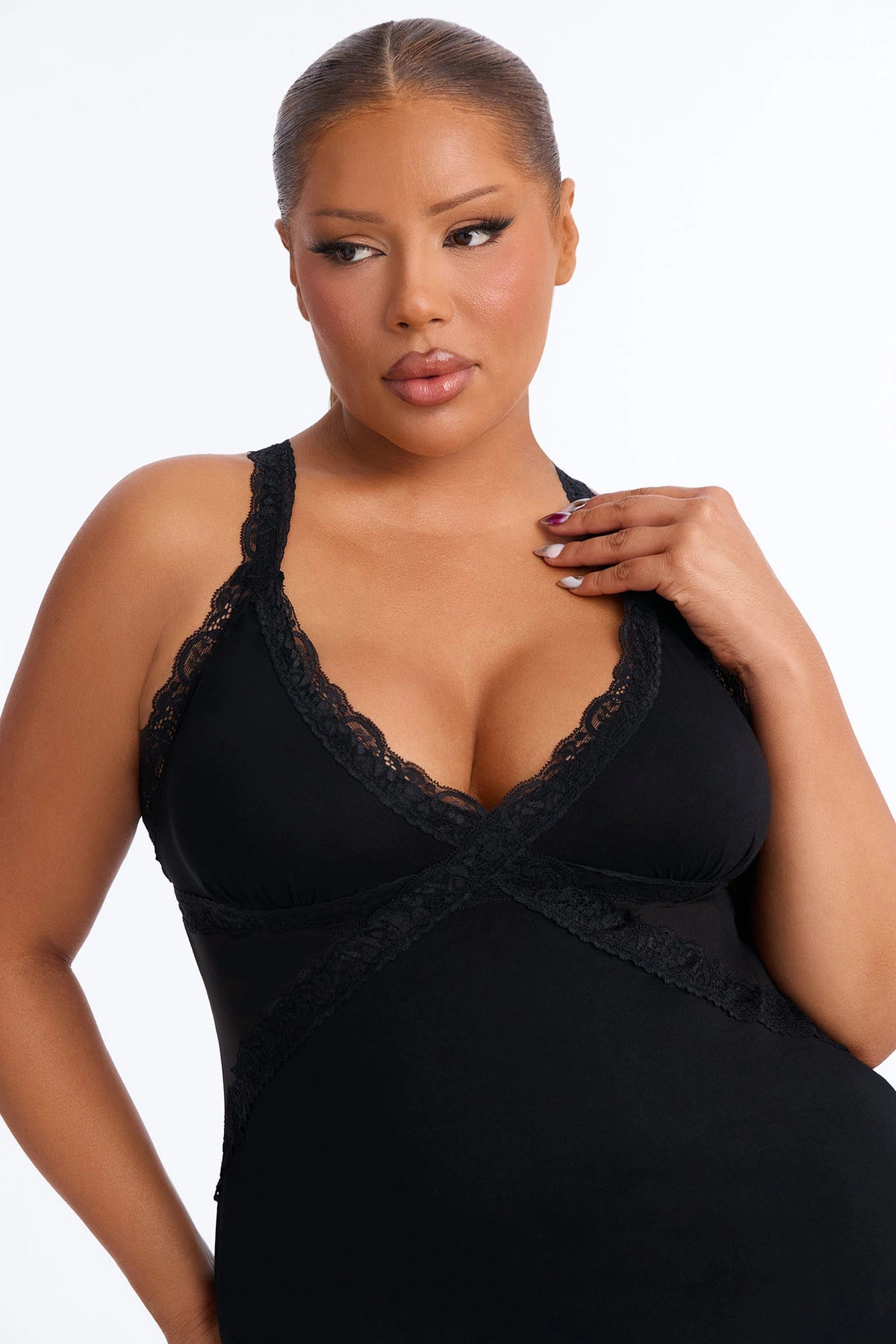 Cameron Lace Trim Babydoll - Black — Preto