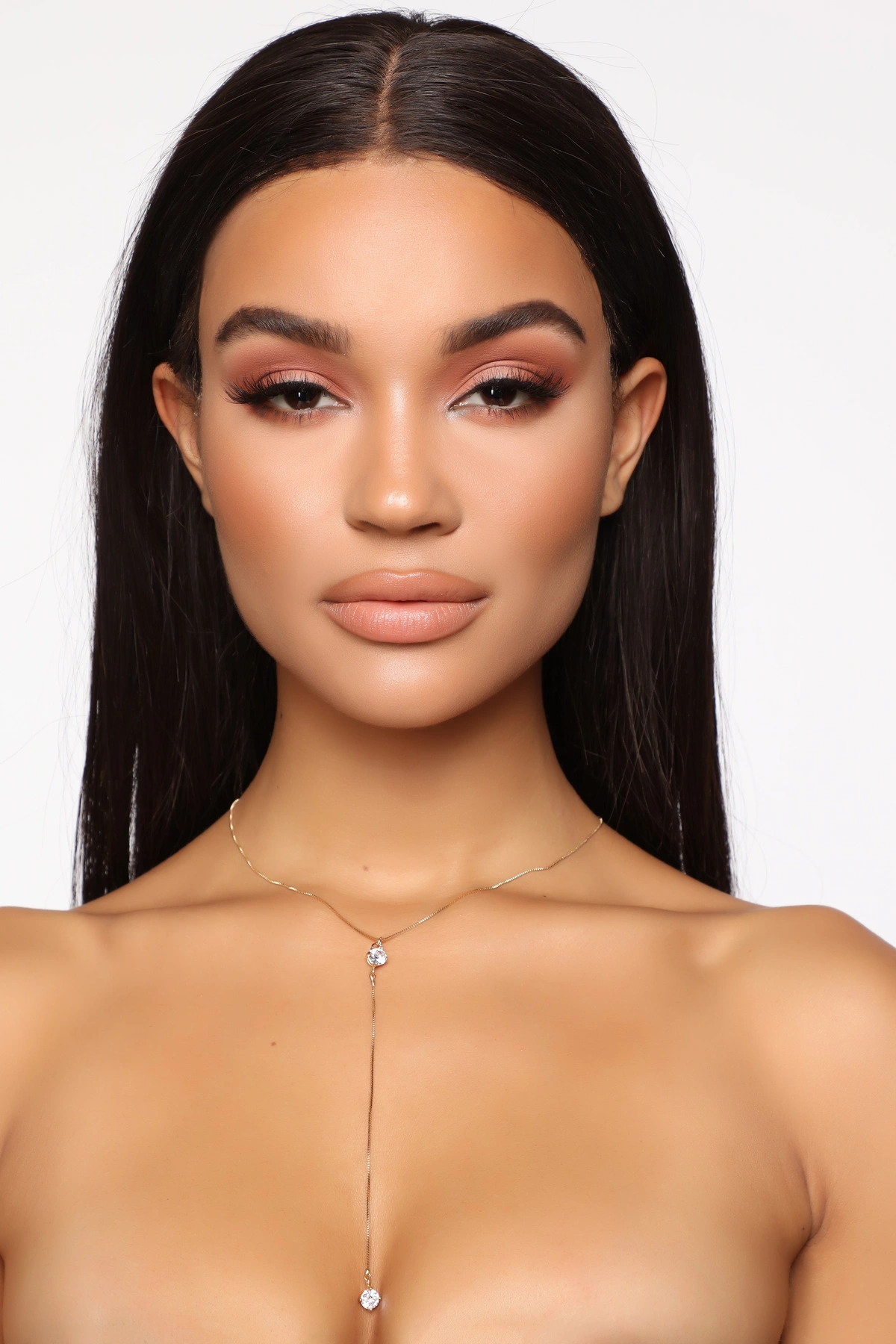 Clear As Day Lariat Necklace - Gold/Clear — Dourado/Clear