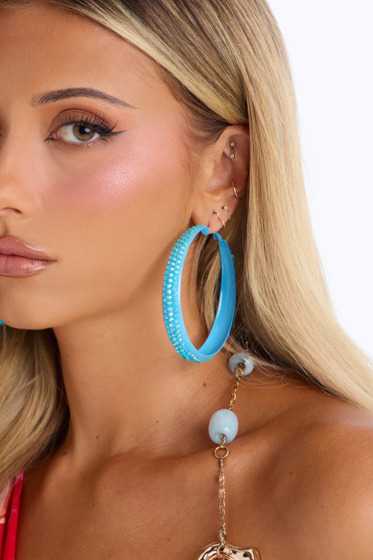 Got Plans Tonight Hoop Earrings - Aqua — Aqua