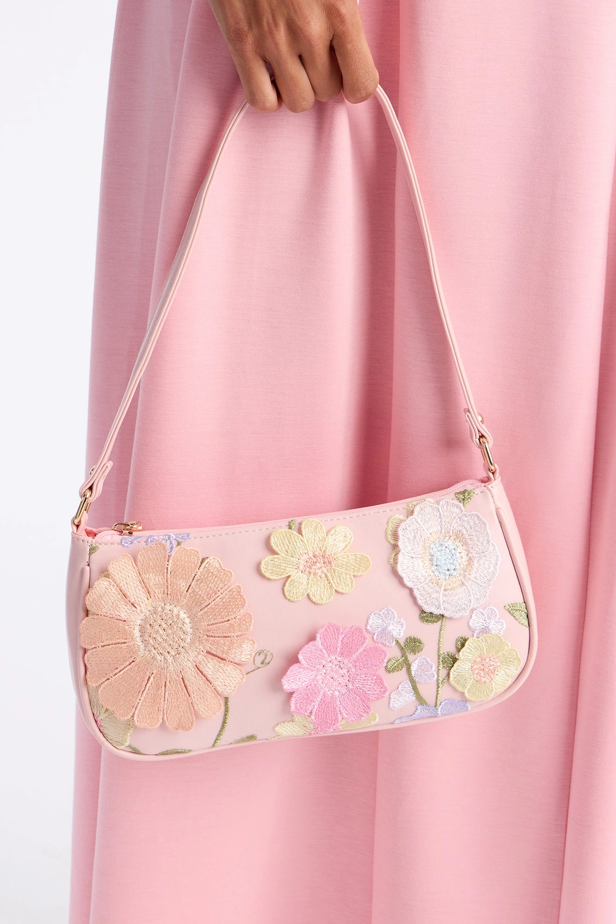 Flower Power Faux Leather 3D Shoulder Handbag - Pink — Rosa
