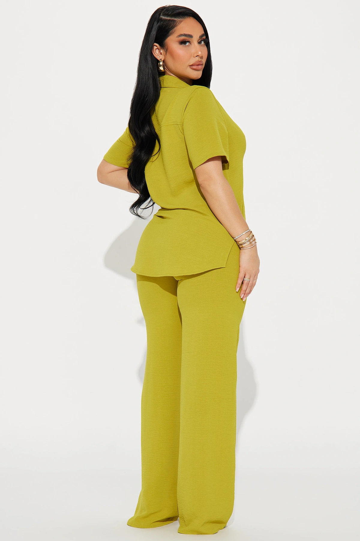 Makenzie Short Sleeve Pant Set - Chartreuse — Chartreuse