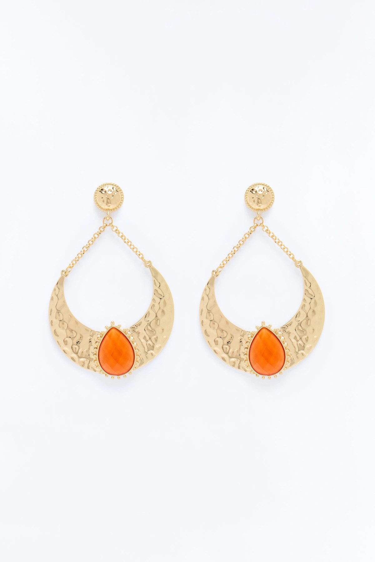 Perfect Look Jeweled Drop Earrings - Gold/Orange — Dourado/Laranja