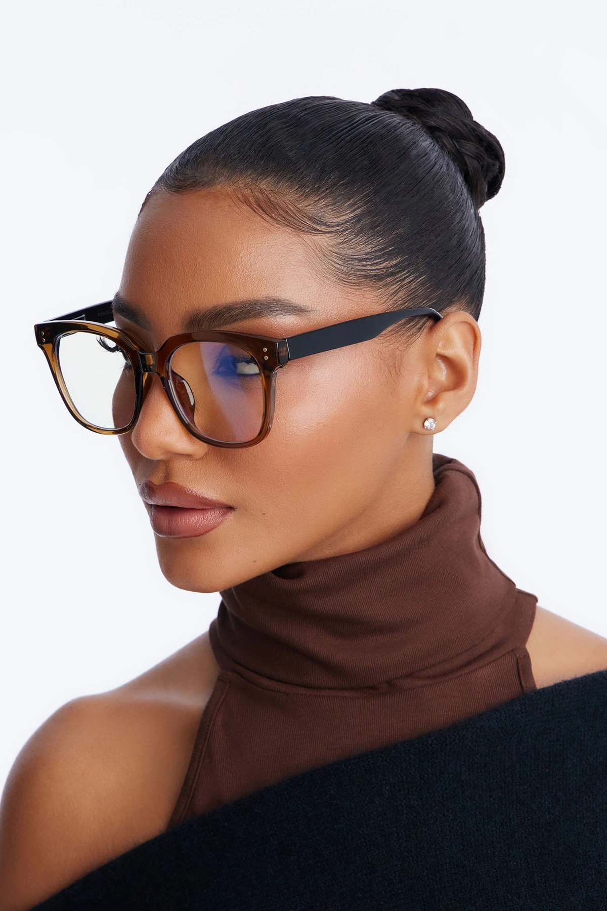 Hand Written Square Blue Light Glasses - Brown/combo — Castanho/combinação