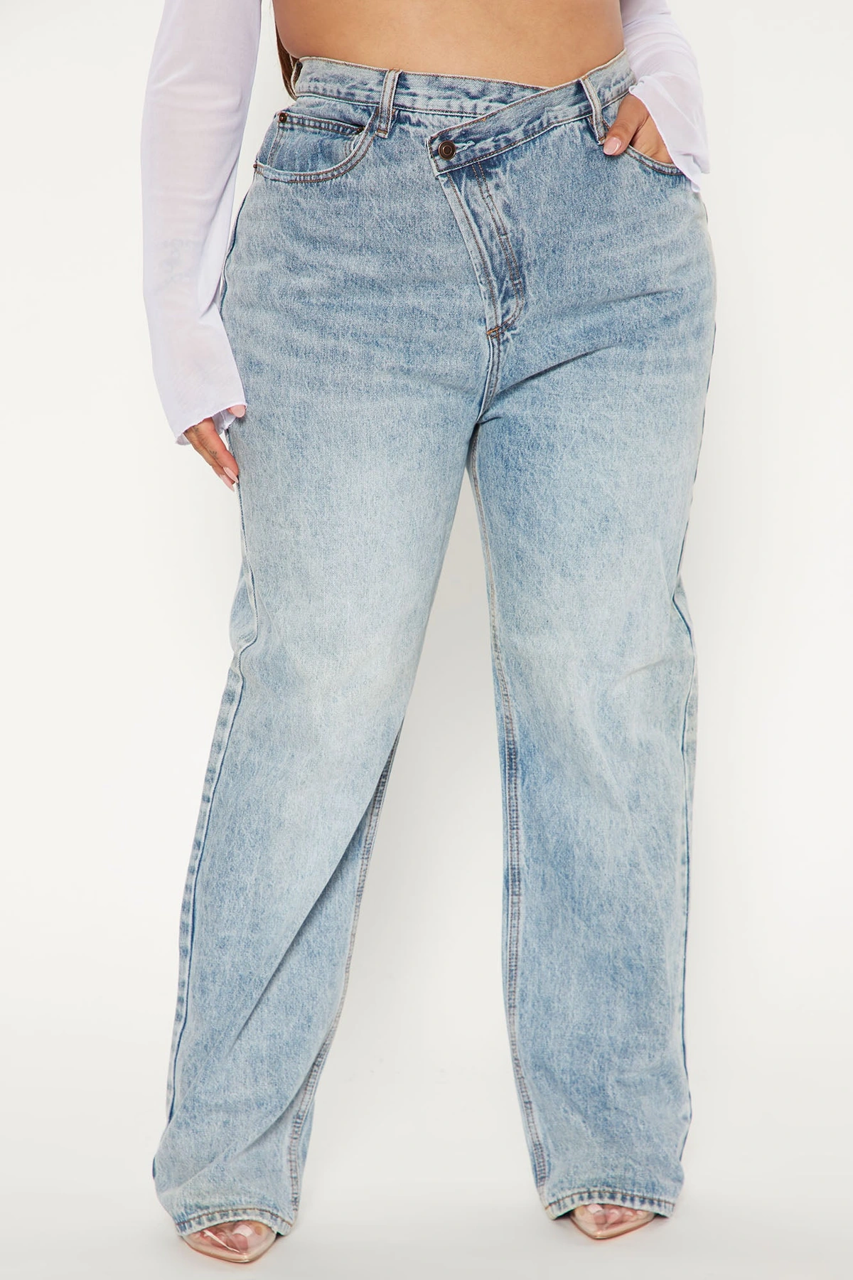 Crossover Straight Leg Jeans - Light Blue Wash — claro Azul lavagem