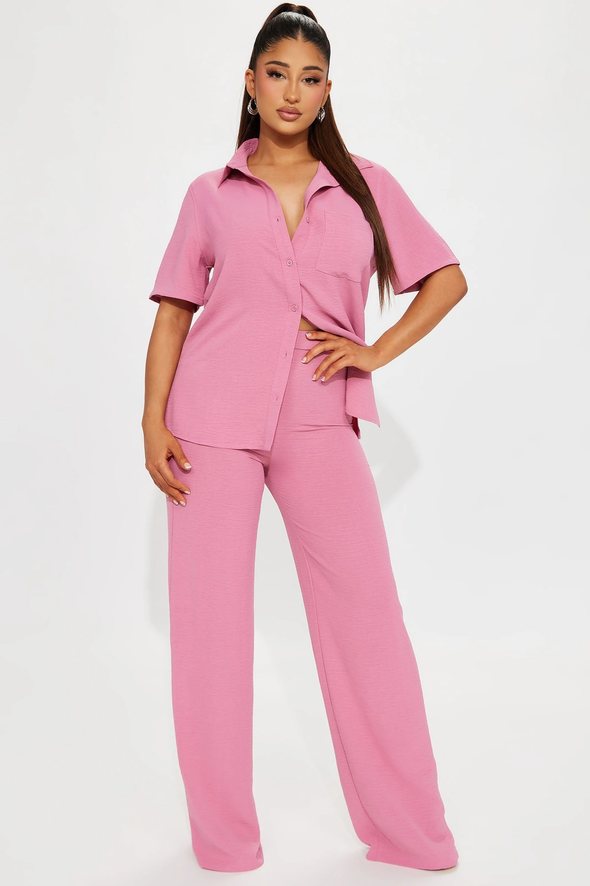Makenzie Short Sleeve Pant Set - Mauve — Malva