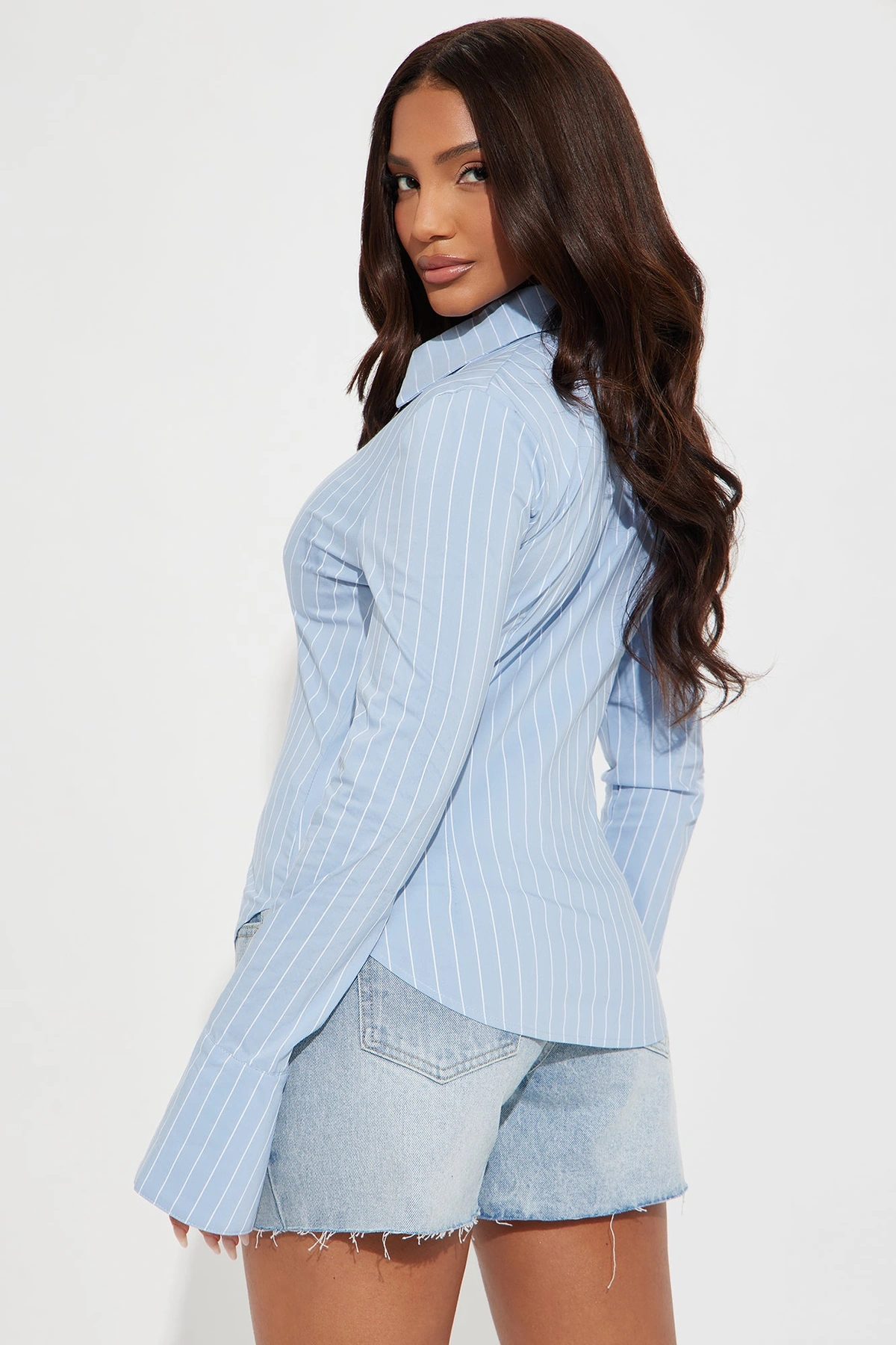No Time To Chat Striped Poplin Shirt - White/Blue — Branco/Azul