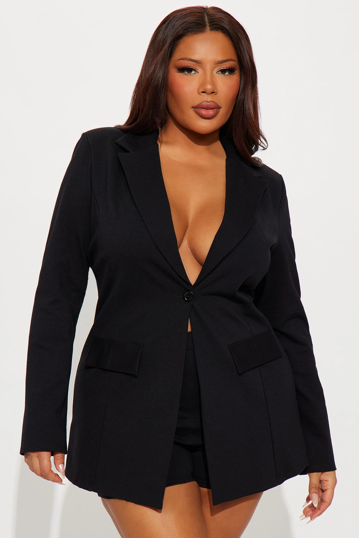 Cindy Blazer And Micro Short Set - Black — Preto