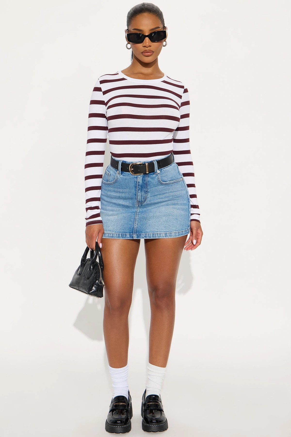 Harper Denim Mini Skirt - Medium Wash — Ganga de lavagem média