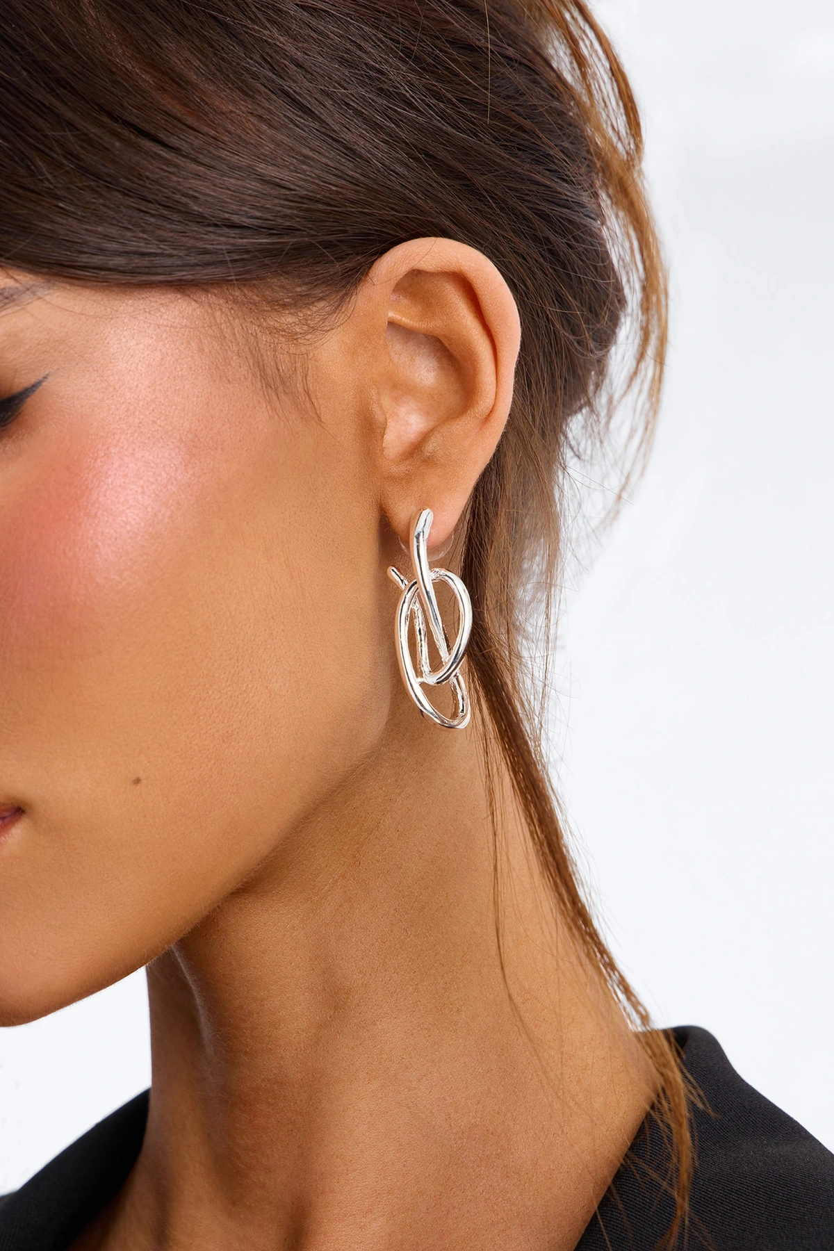 No Words Drop Earrings - Silver — Prateado