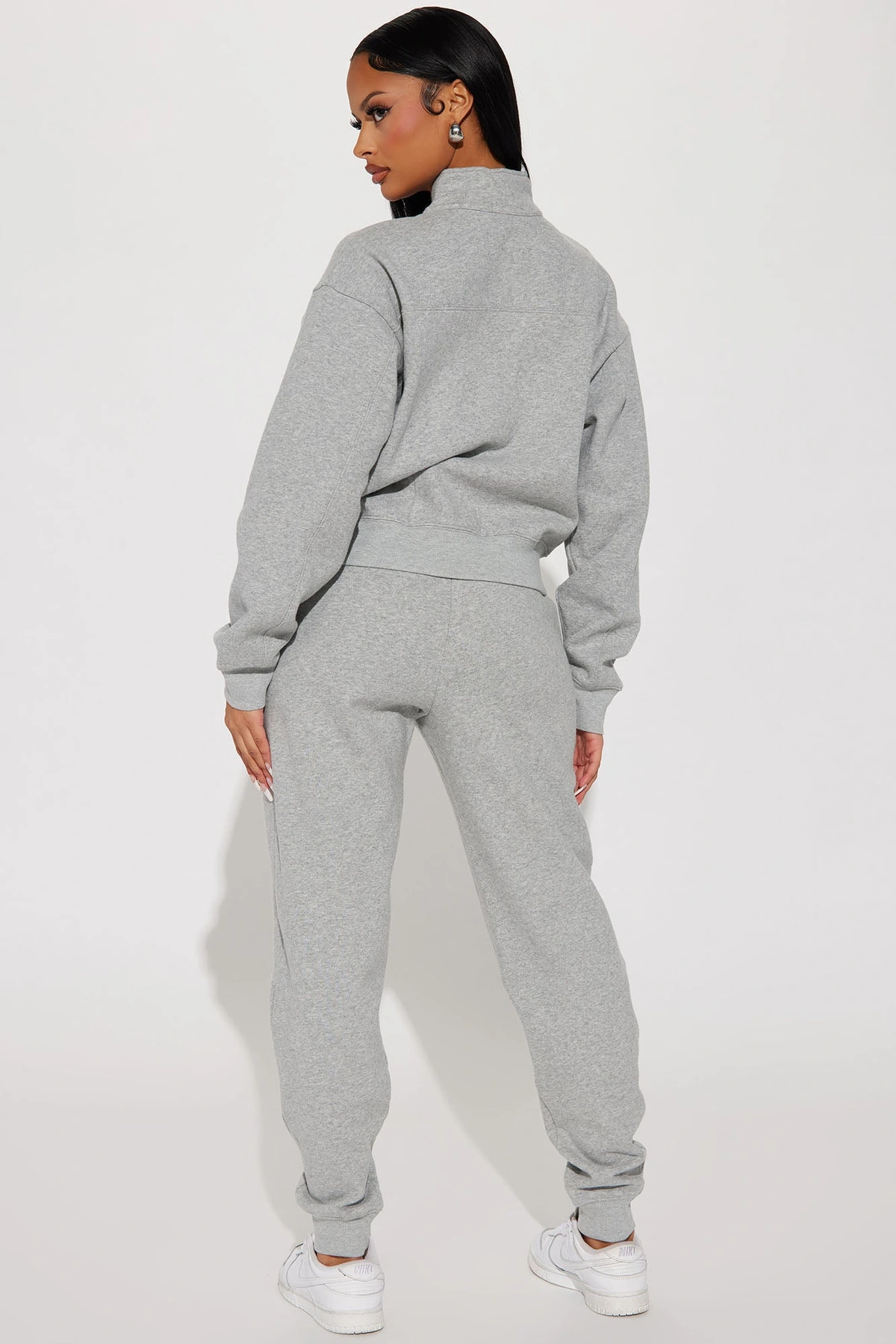 On My Own Half Zip Sweatsuit - Heather Grey — Cinzento mesclado