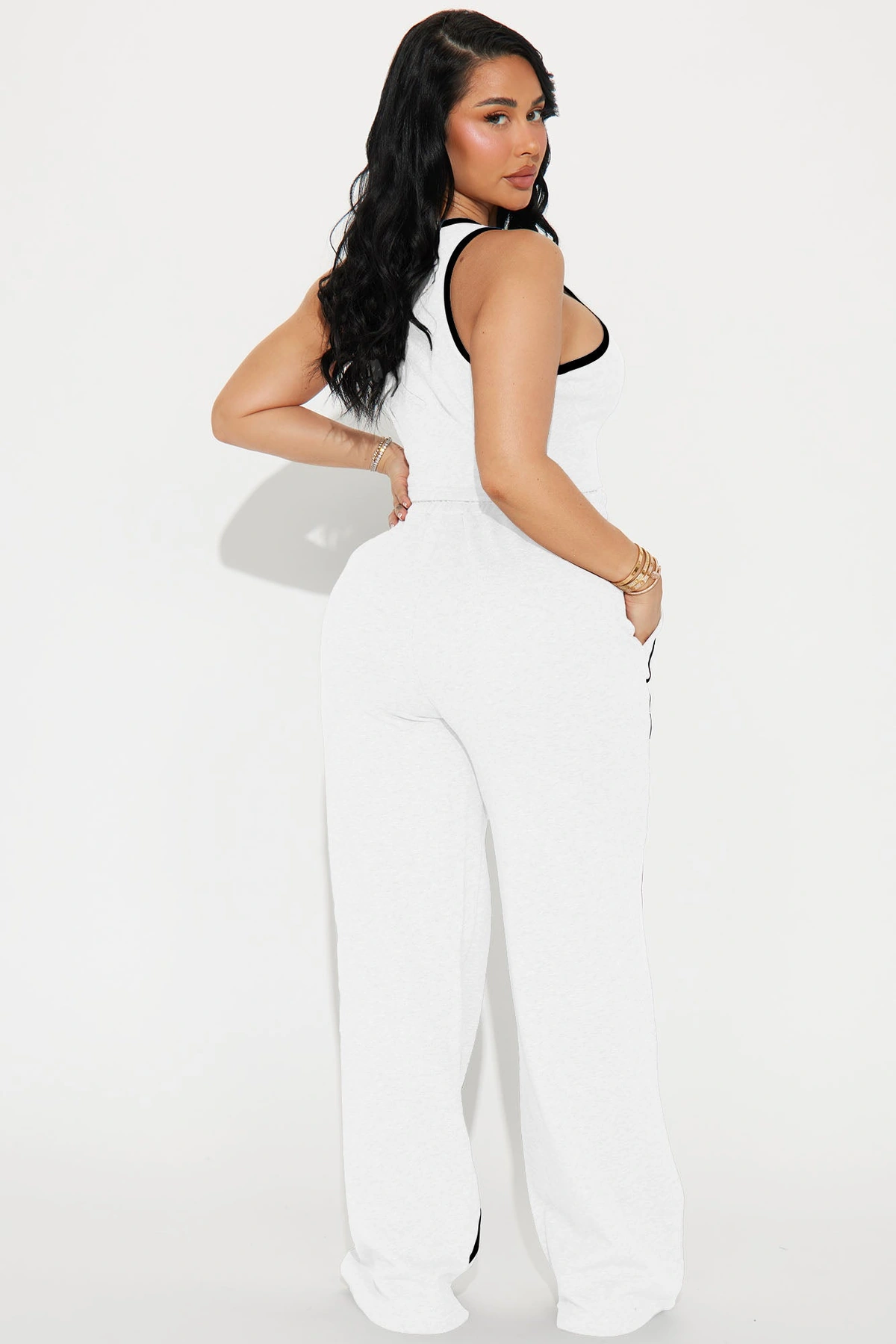 Varsity Babe Pant Set - White — Branco