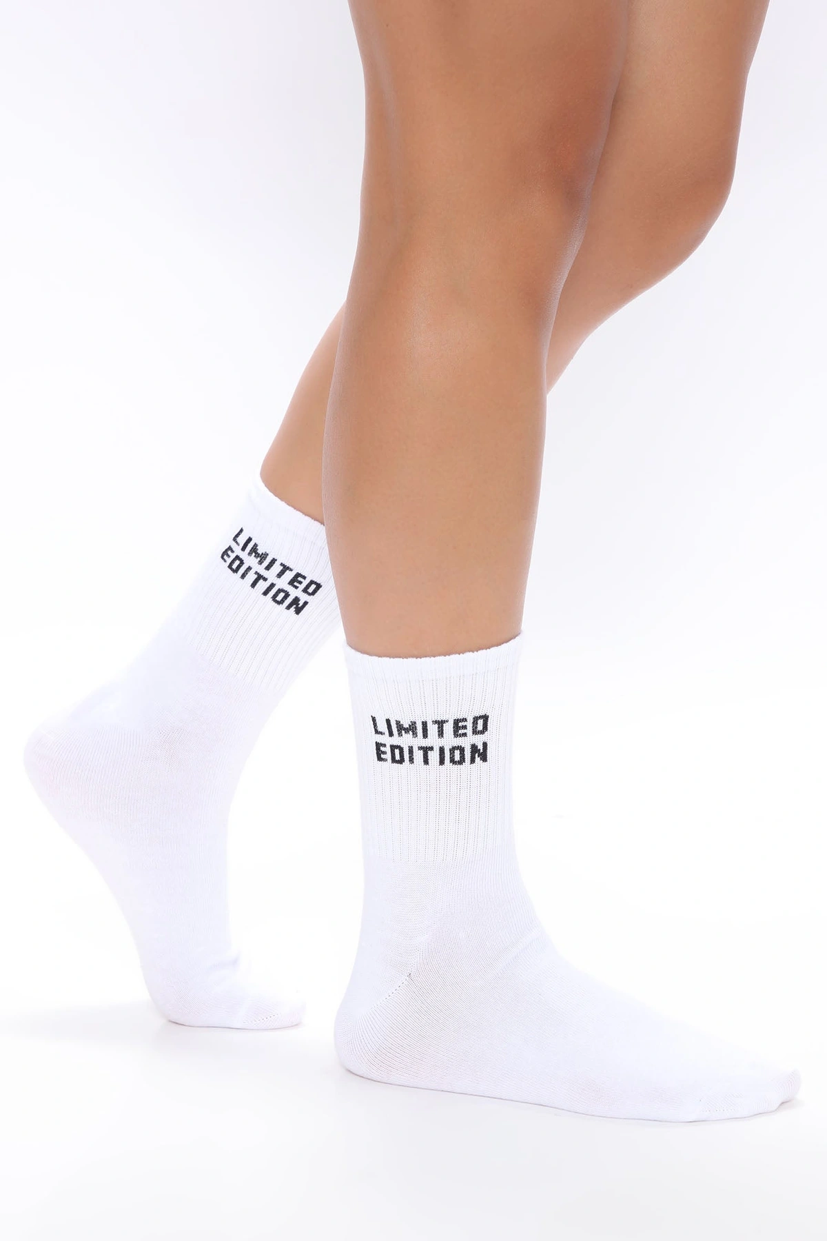 I Am Limited Edition Crew Socks - White/Black — Branco/Preto