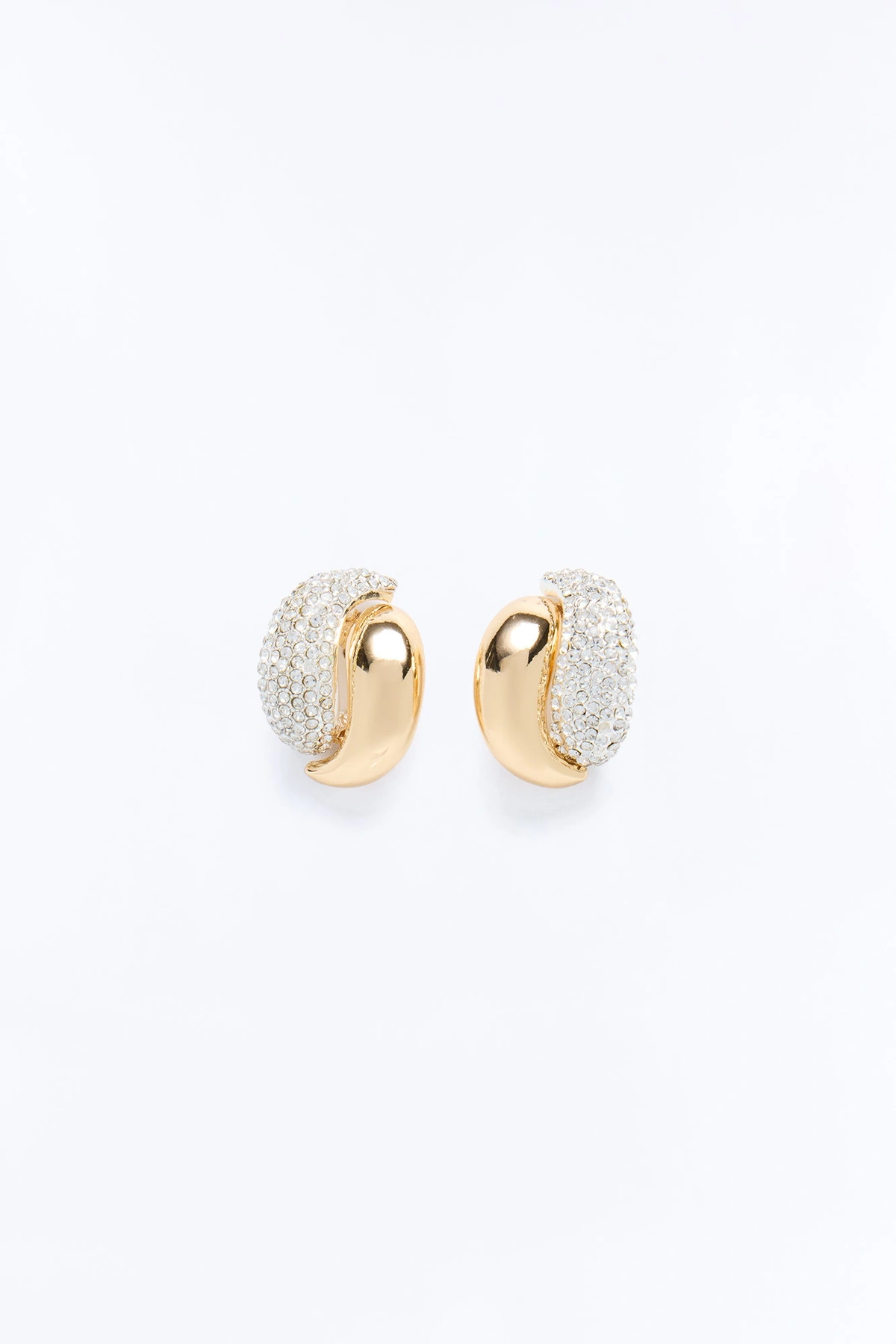 Keep A Distance Rhinestone Stud Earrings - Gold — Dourado