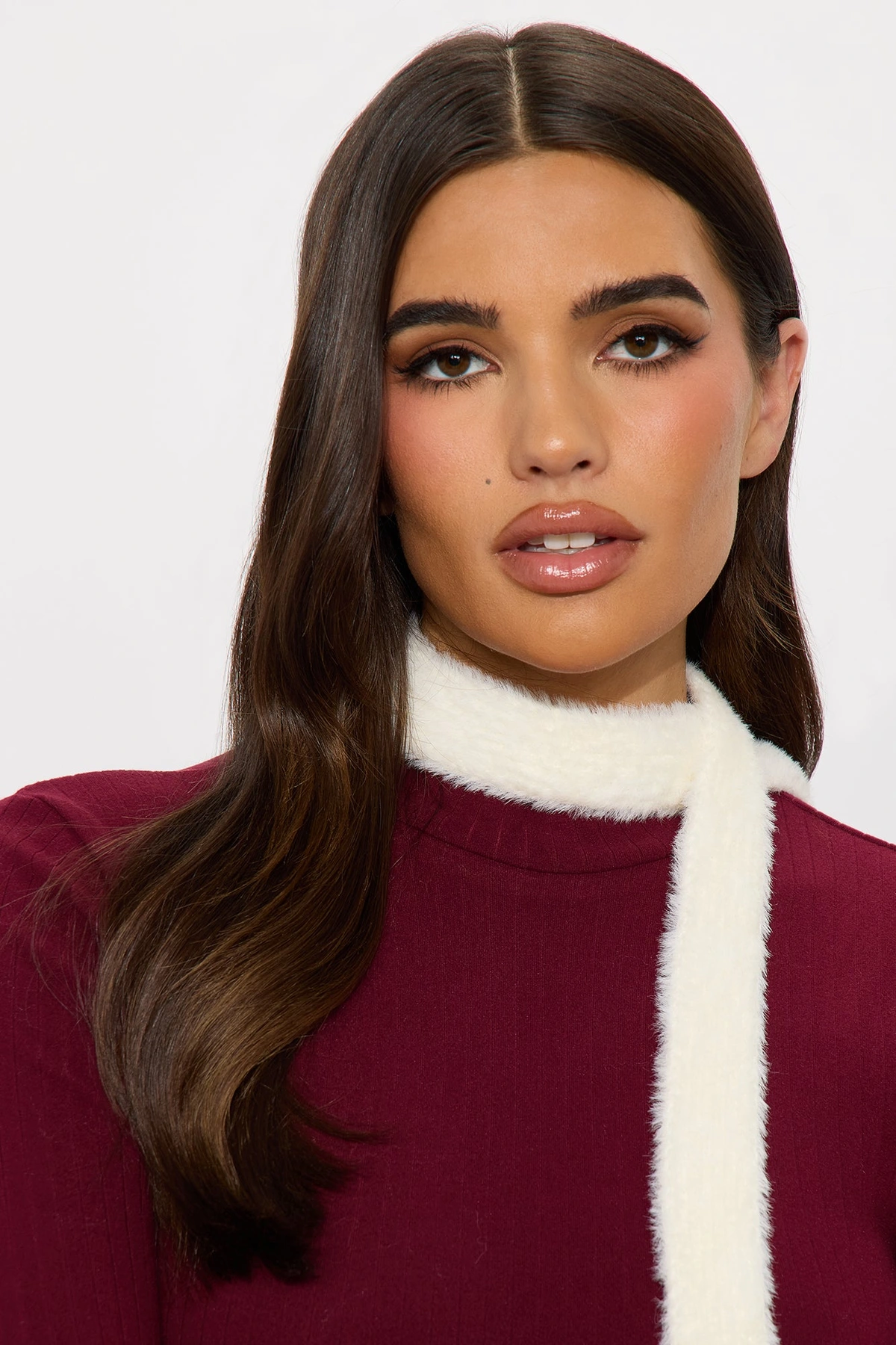 Autumn Time Faux Fur Skinny Scarf - Ivory — Marfim
