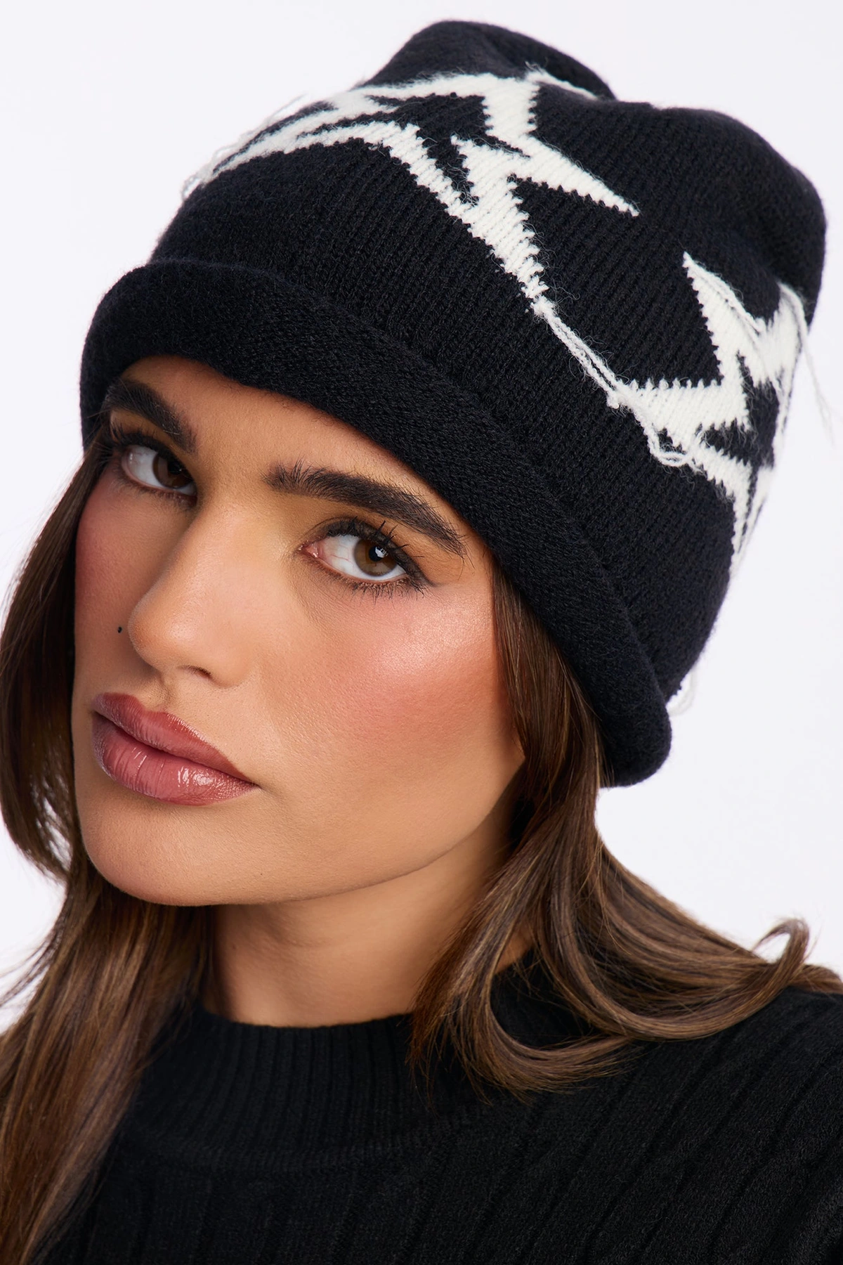 Star Gaze Beanie - Black/White — Preto/Branco