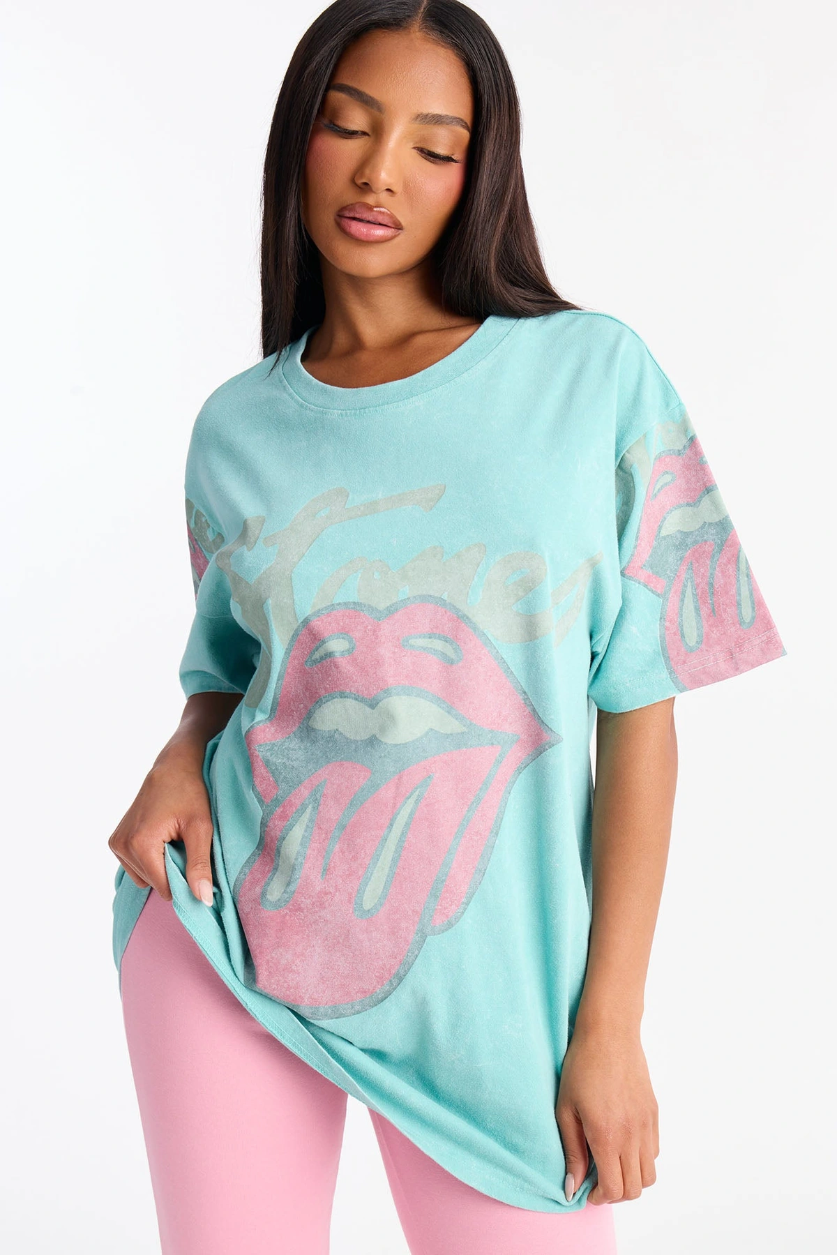 Rolling Stones Big Lips Washed Tee - Blue Wash — Azul lavagem