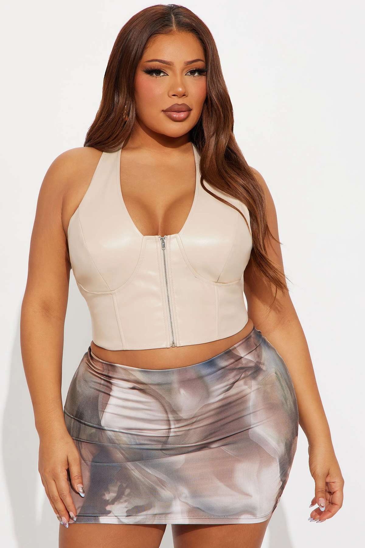 Giulia PU Halter Top - Sand — Sand