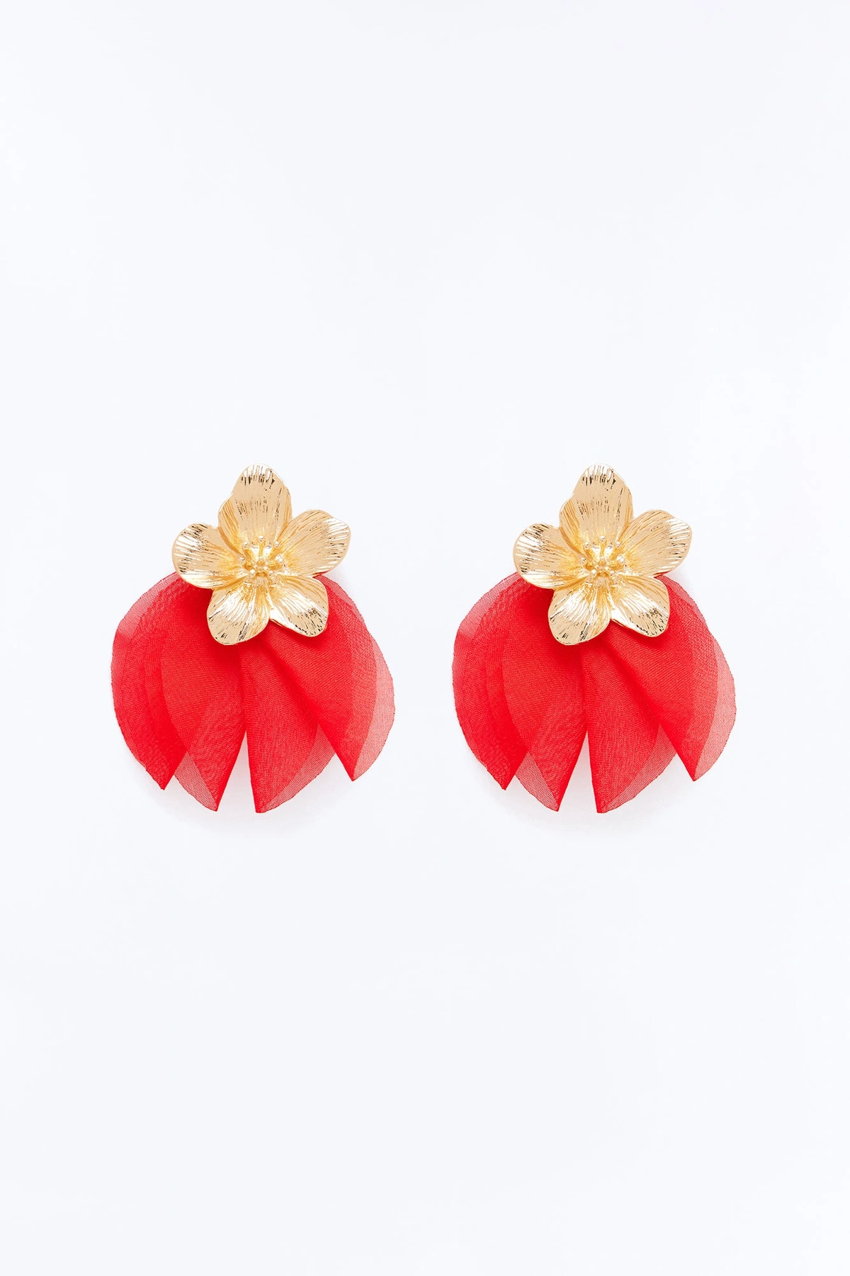 Romance Me Away Earrings - Gold/Red — Dourado/Vermelho