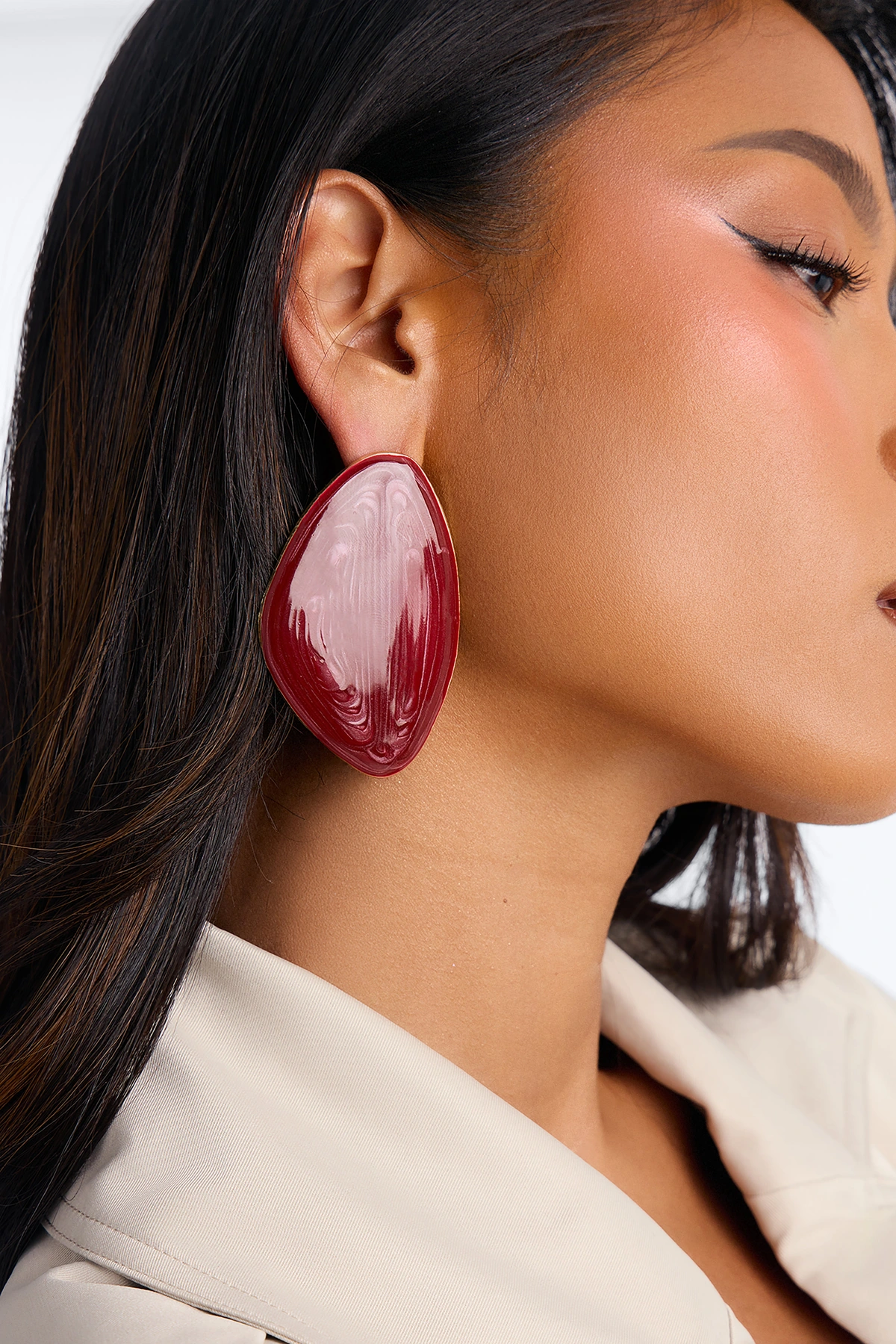 Gem Drop Earrings - Burgundy — Bordô