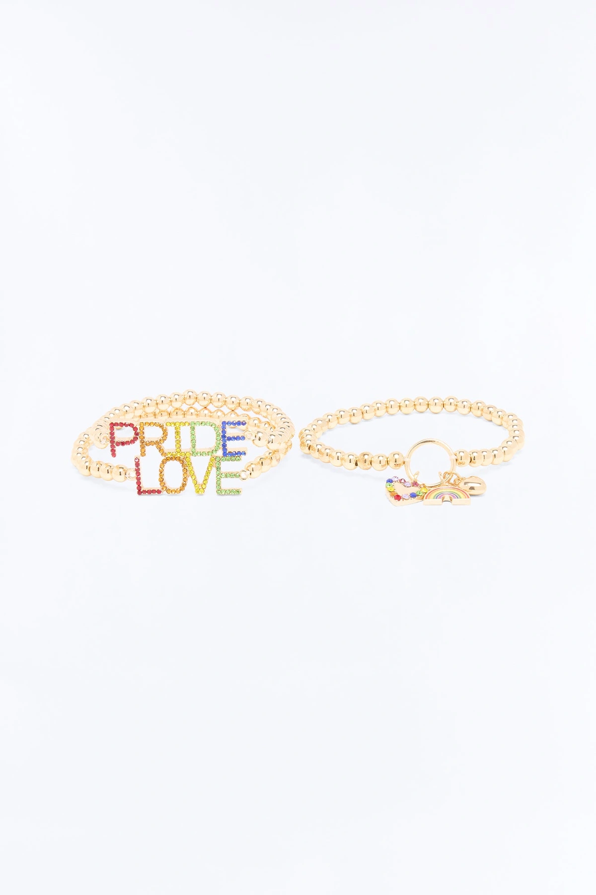 Love Wins Pride 3 Piece Bracelet Set - Gold/Multi — Dourado/Multicolor