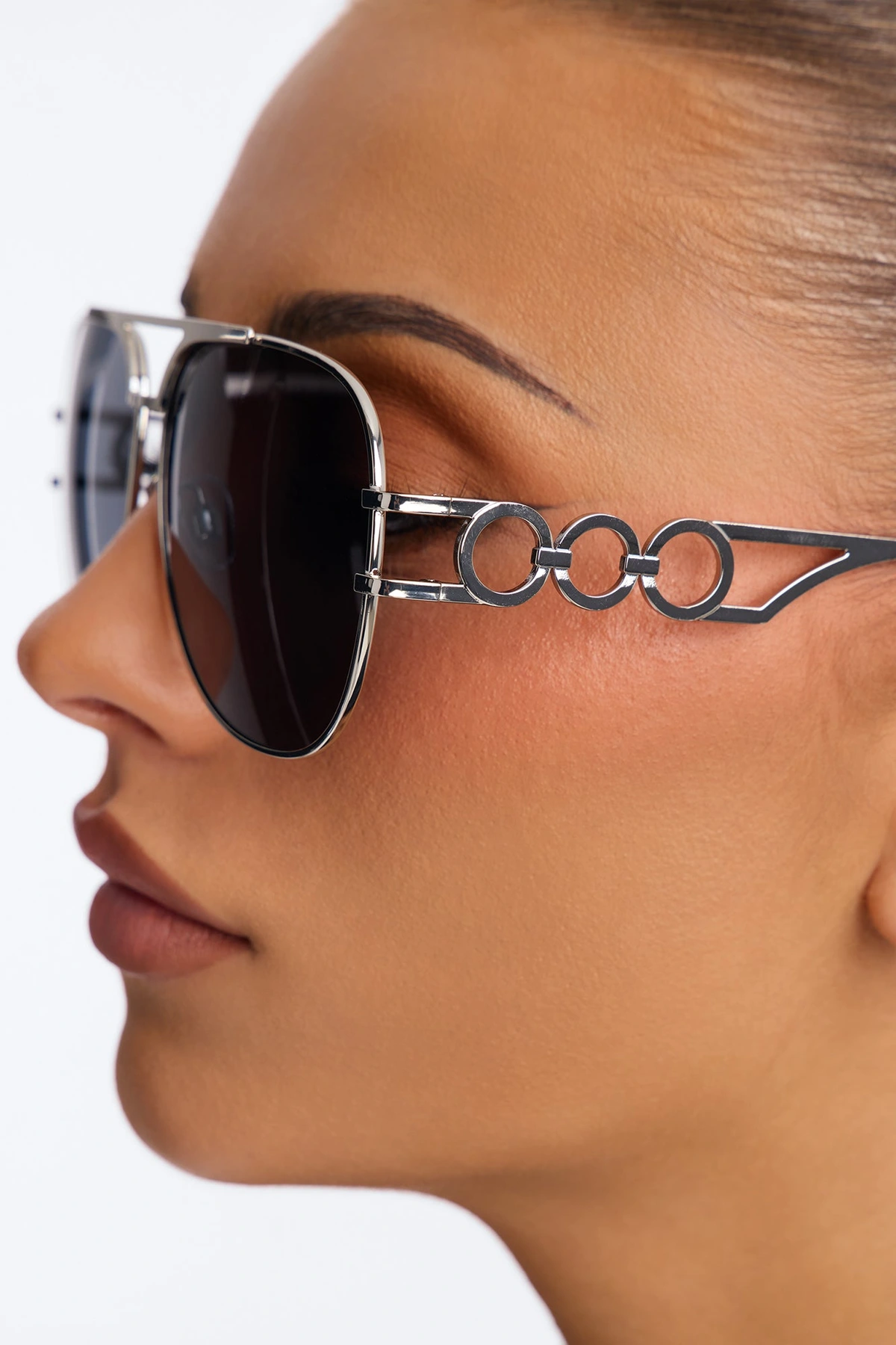 Shotgun Baddie Sunglasses - Silver/Black — Prateado/Preto