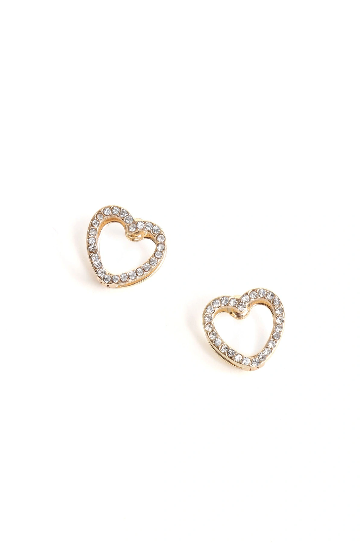 Hearts For Days Earrings - Gold/Clear — Dourado/Clear