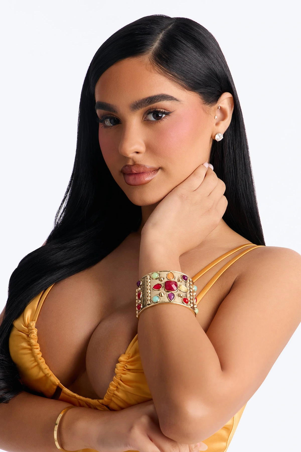 Power Play Cuff Bracelet - Gold/Multi — Dourado/Multicolor