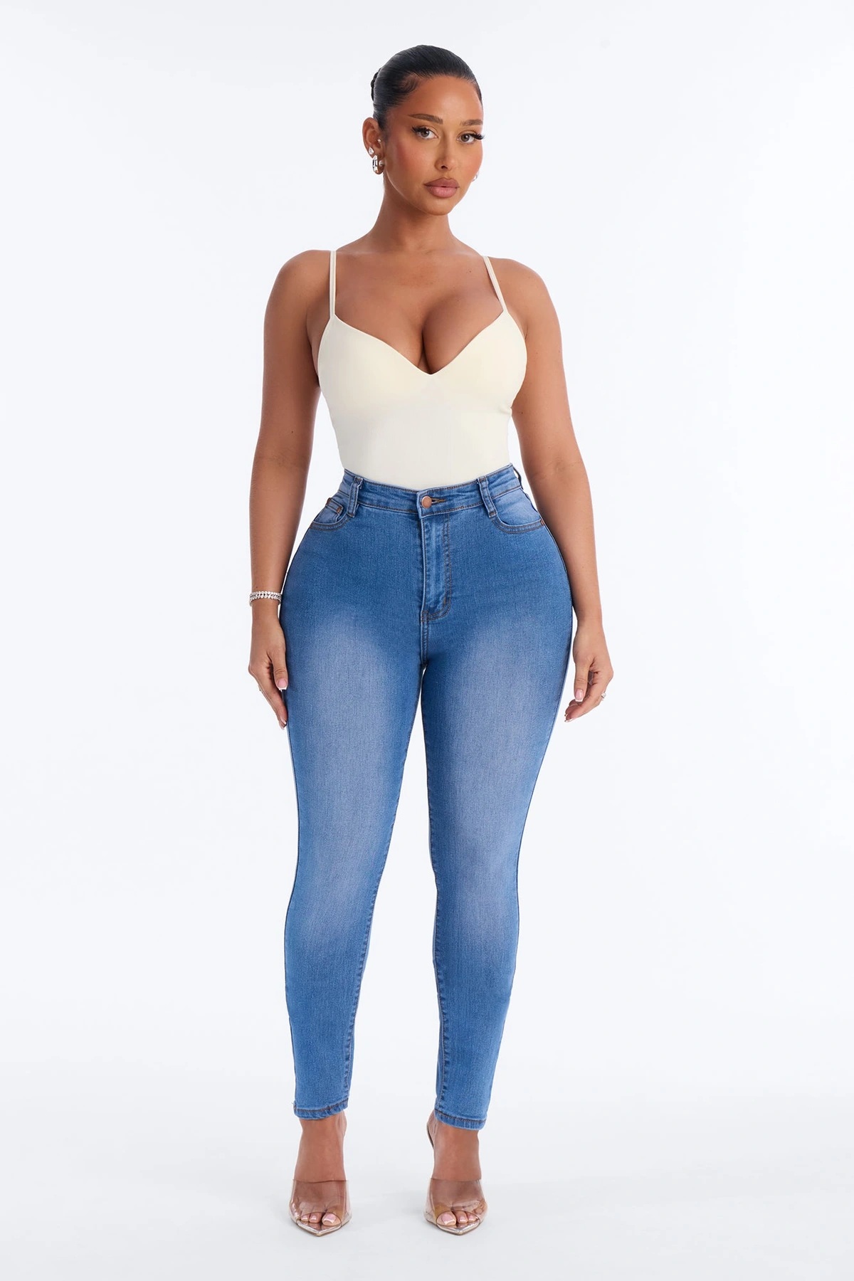 Serenity Sculpted Seamless Bodysuit - Cream — Creme