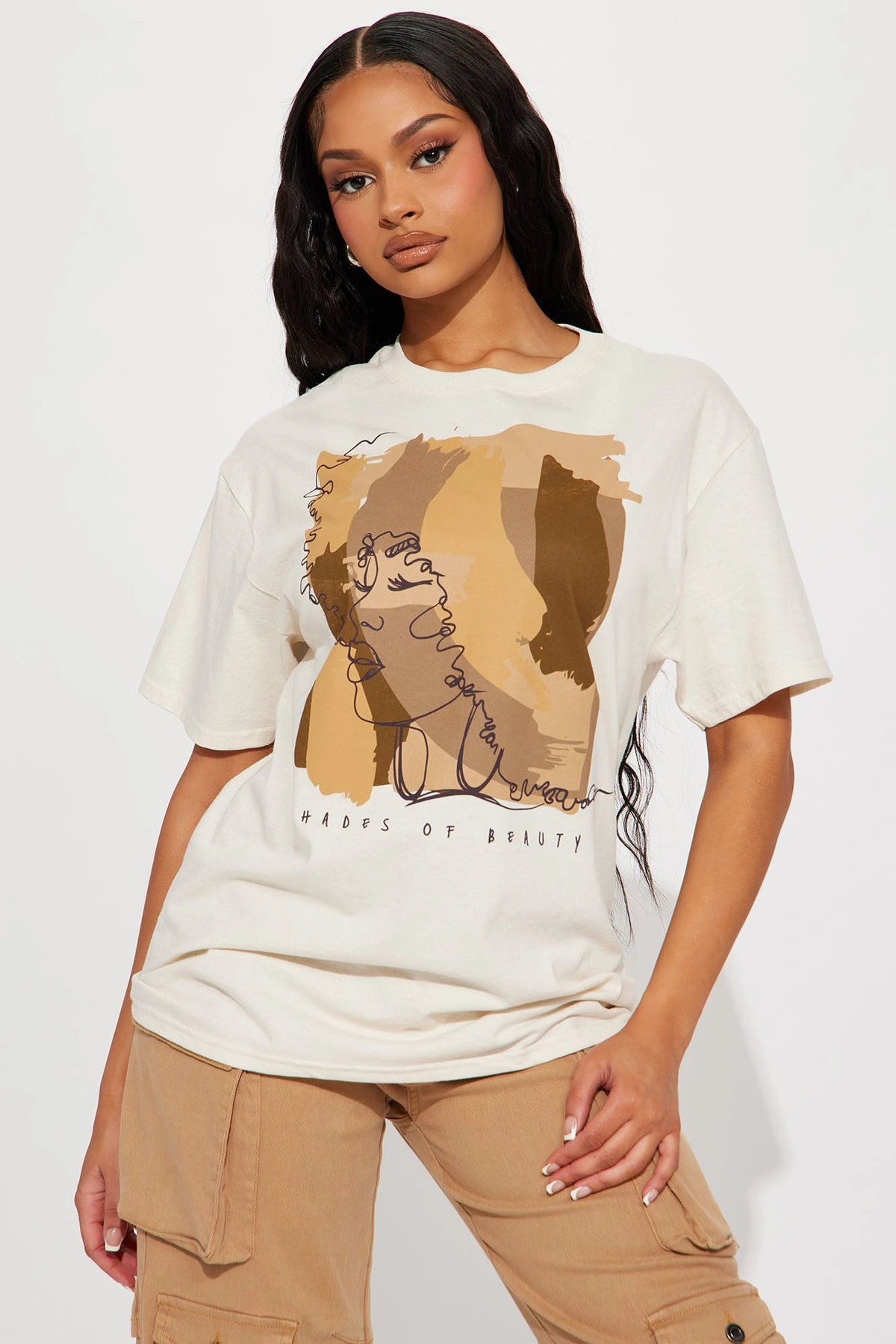Shades Of Beauty Graphic Tee - Khaki — Caqui